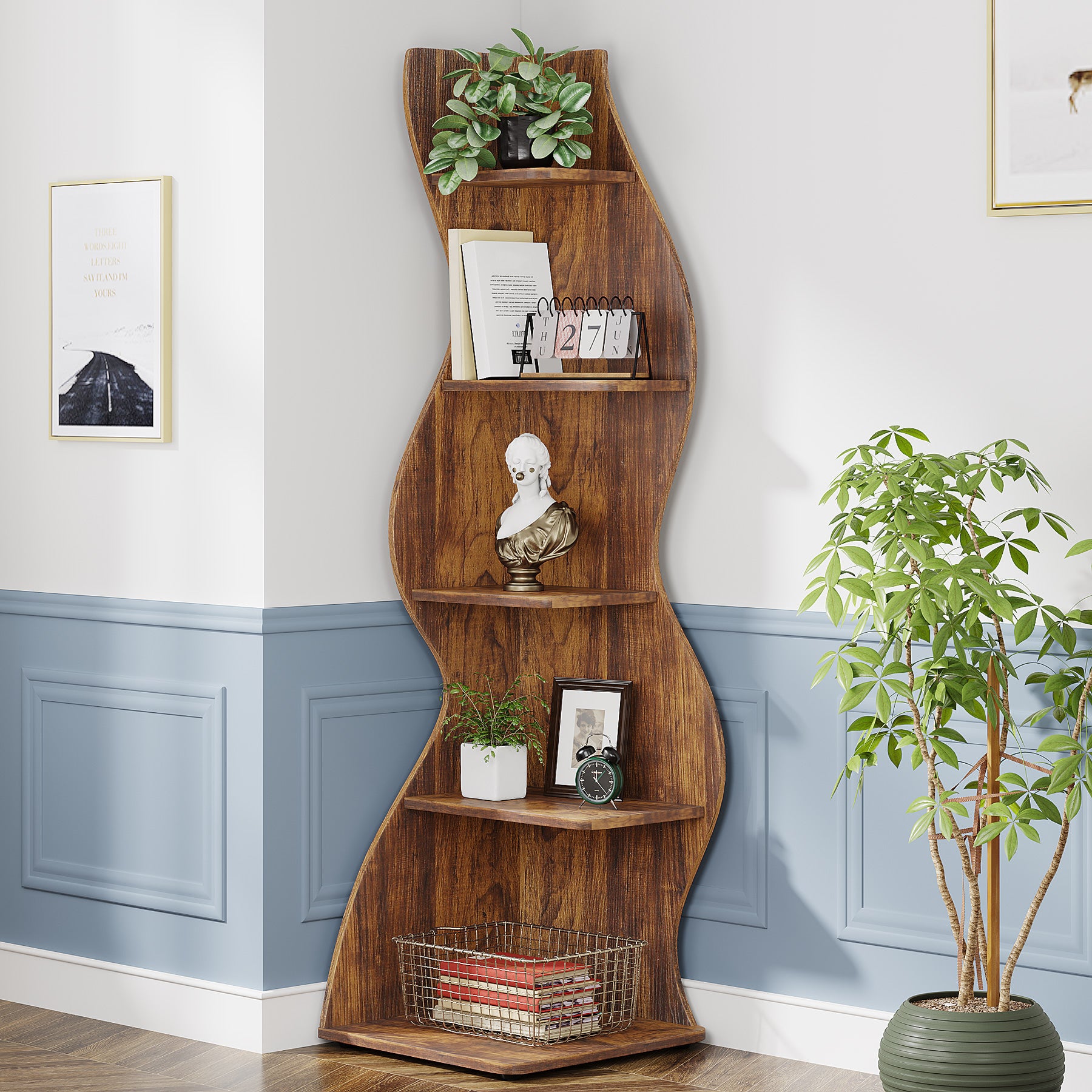 Tribesigns Scaffale Angolare, Moderno Mensola Angolare a 5 Livelli Scaffale per Scaffali Libreria Scaffale