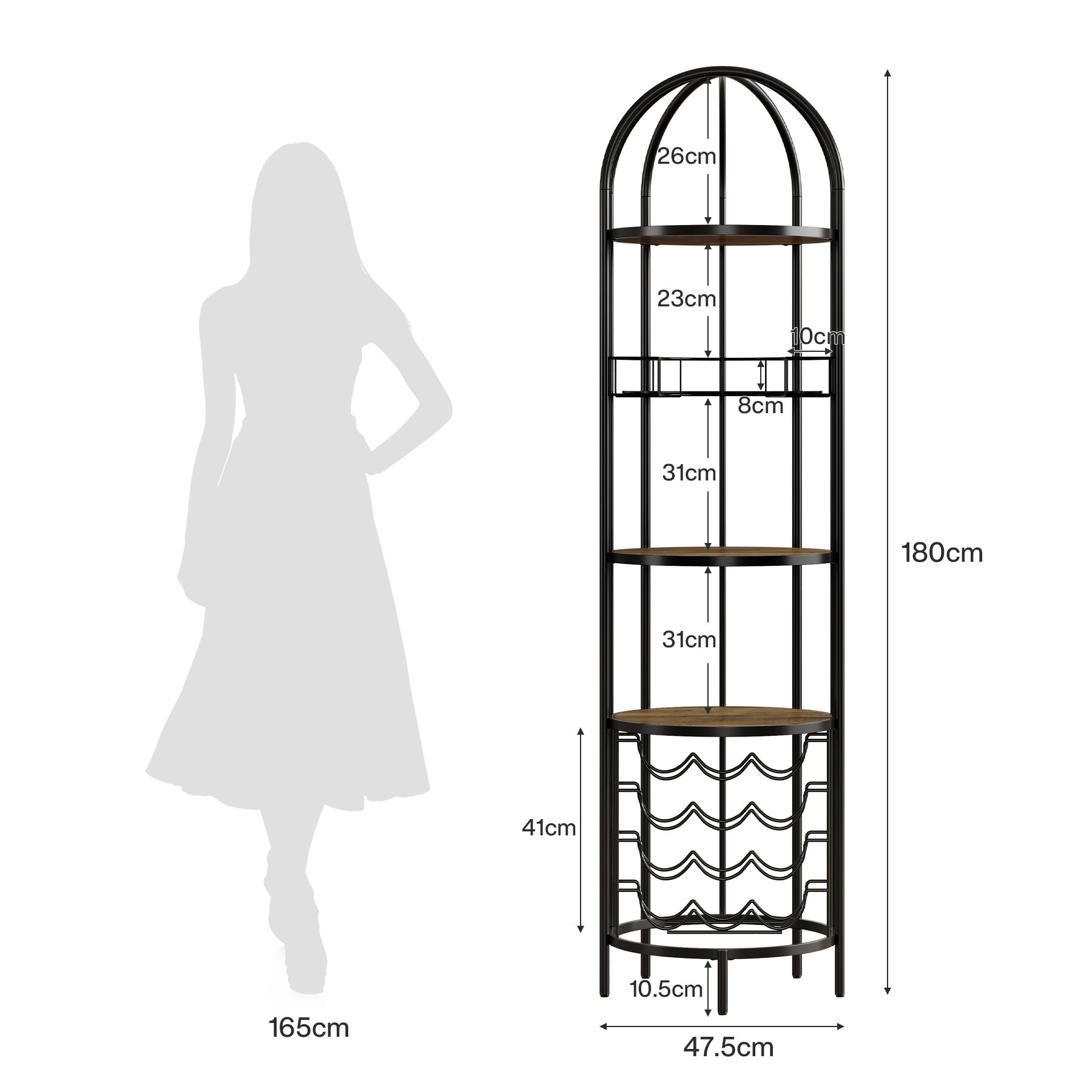 Tribesigns Scaffale per vino, scaffale alto a 5 piani con portabottiglie per soggiorno