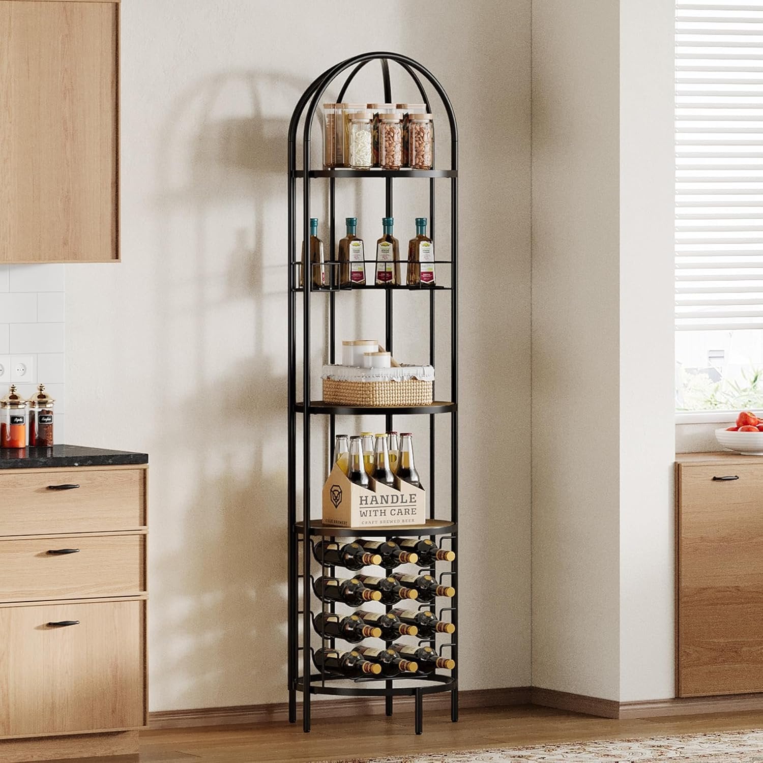 Tribesigns Scaffale per vino, scaffale alto a 5 piani con portabottiglie per soggiorno
