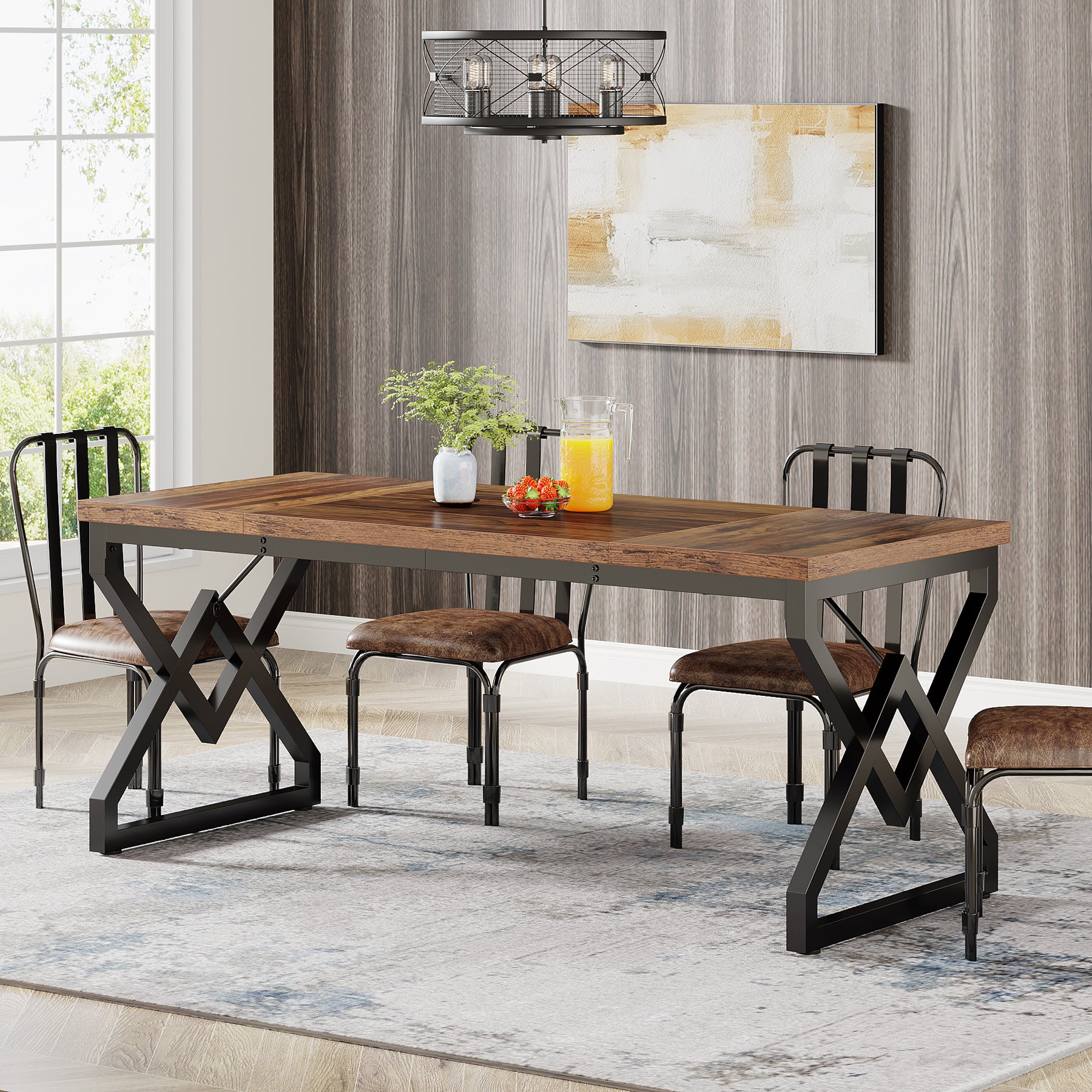 Tribesigns Scrivania, Grande scrivania per ufficio con piano in legno extra spesso e struttura in metallo