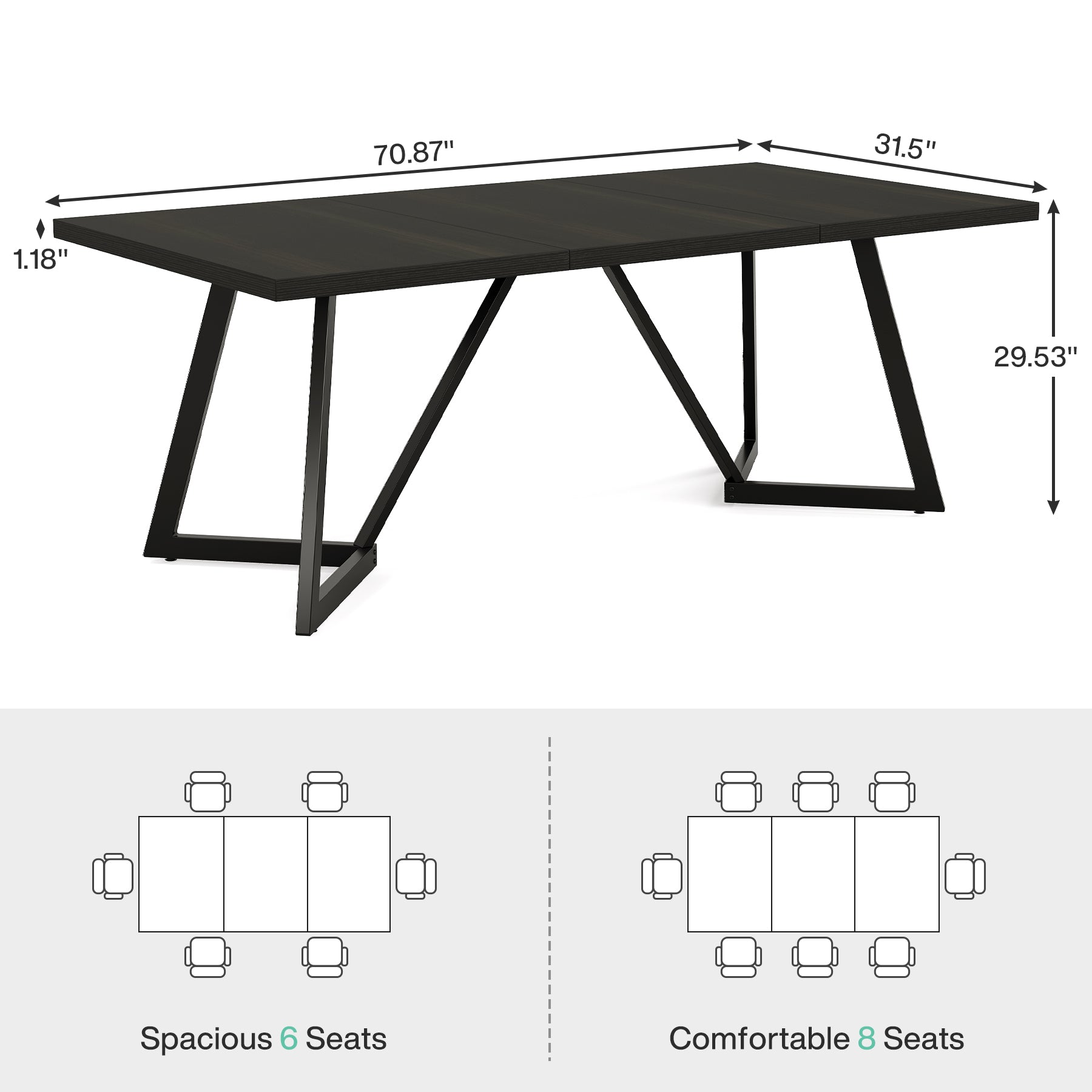 Tribesigns Scrivania da 180 cm, moderna scrivania per computer