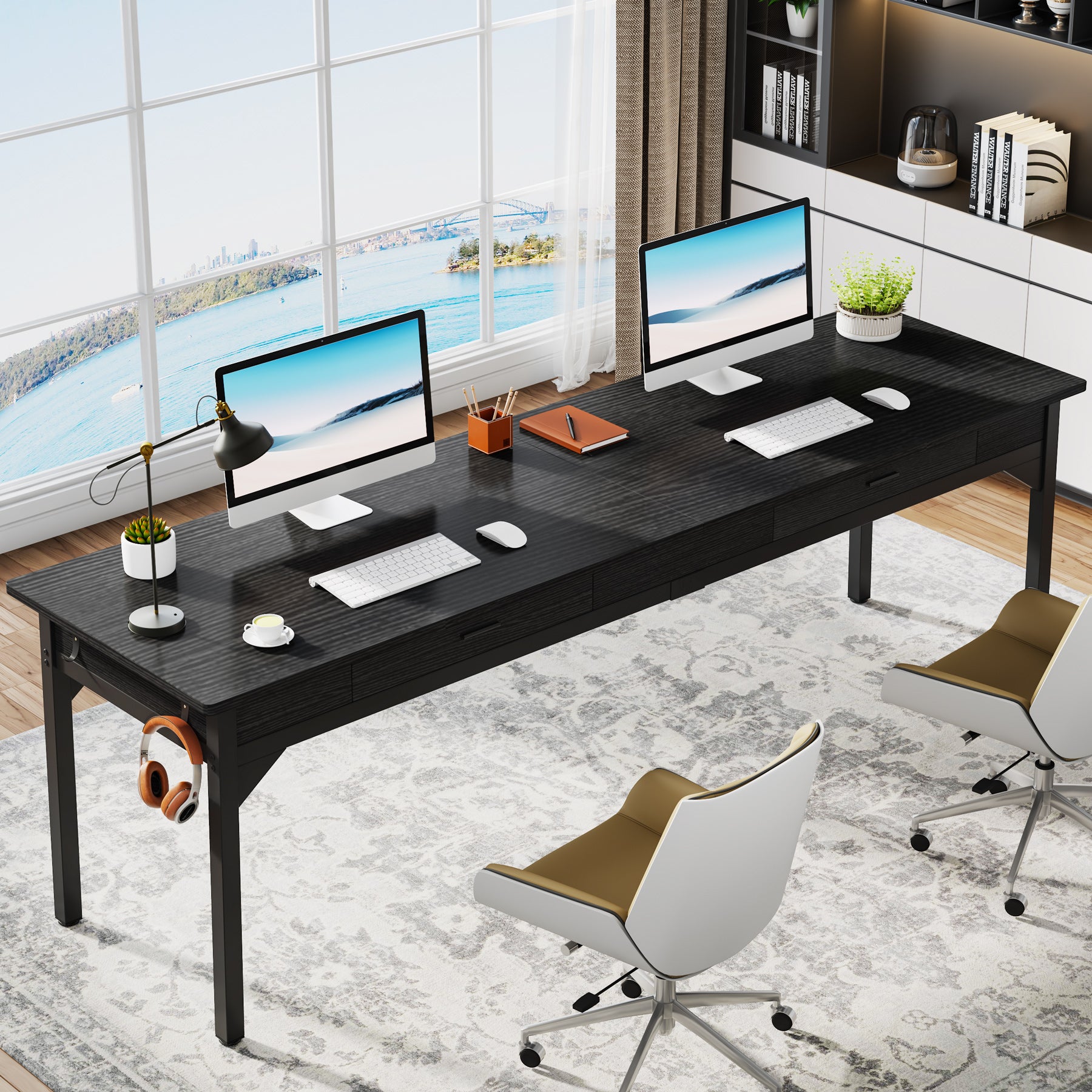 Tribesigns Scrivania per computer, Scrivania da ufficio Scrivania da studio con 2 cassetti