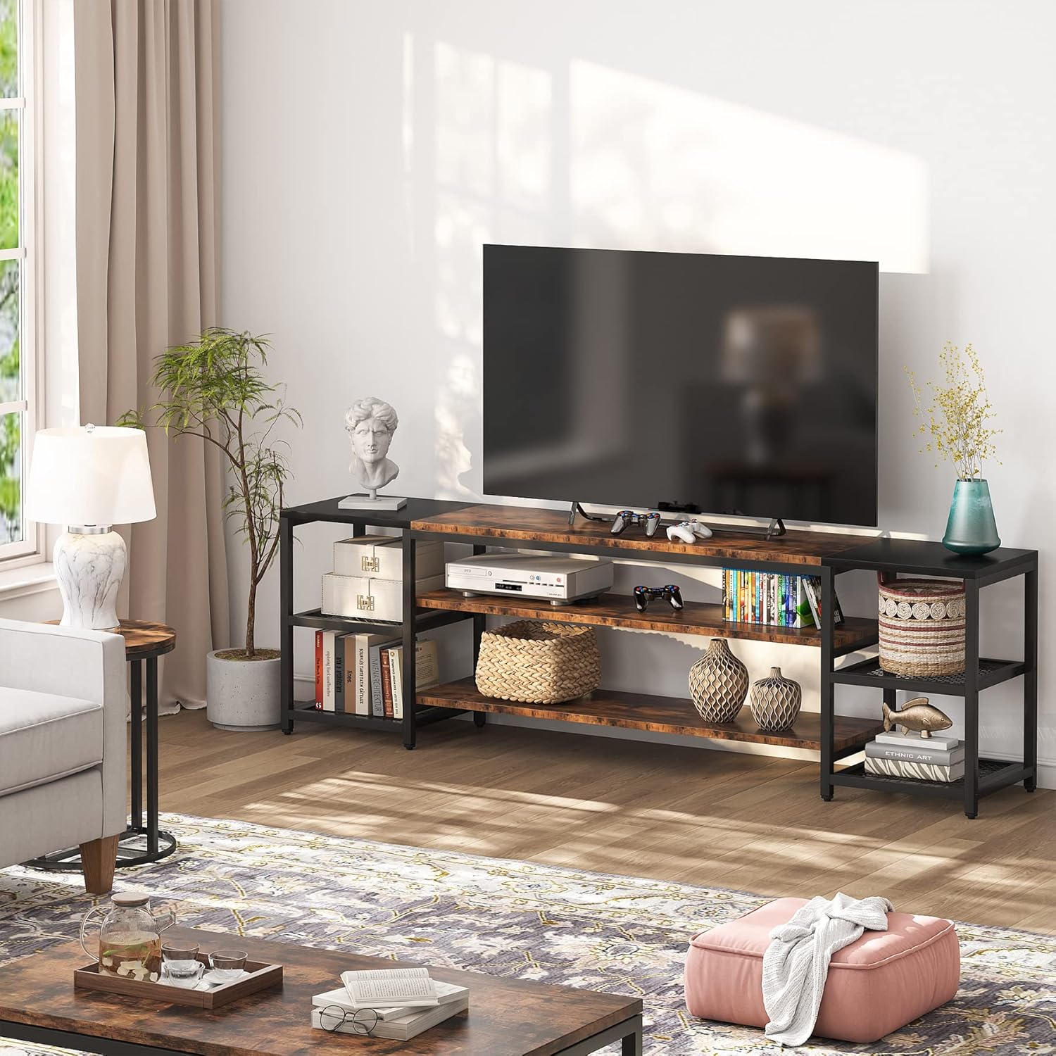 Tribesigns Supporto TV da 78 pollici, tavolo consolle multimediale per TV fino a 85 pollici