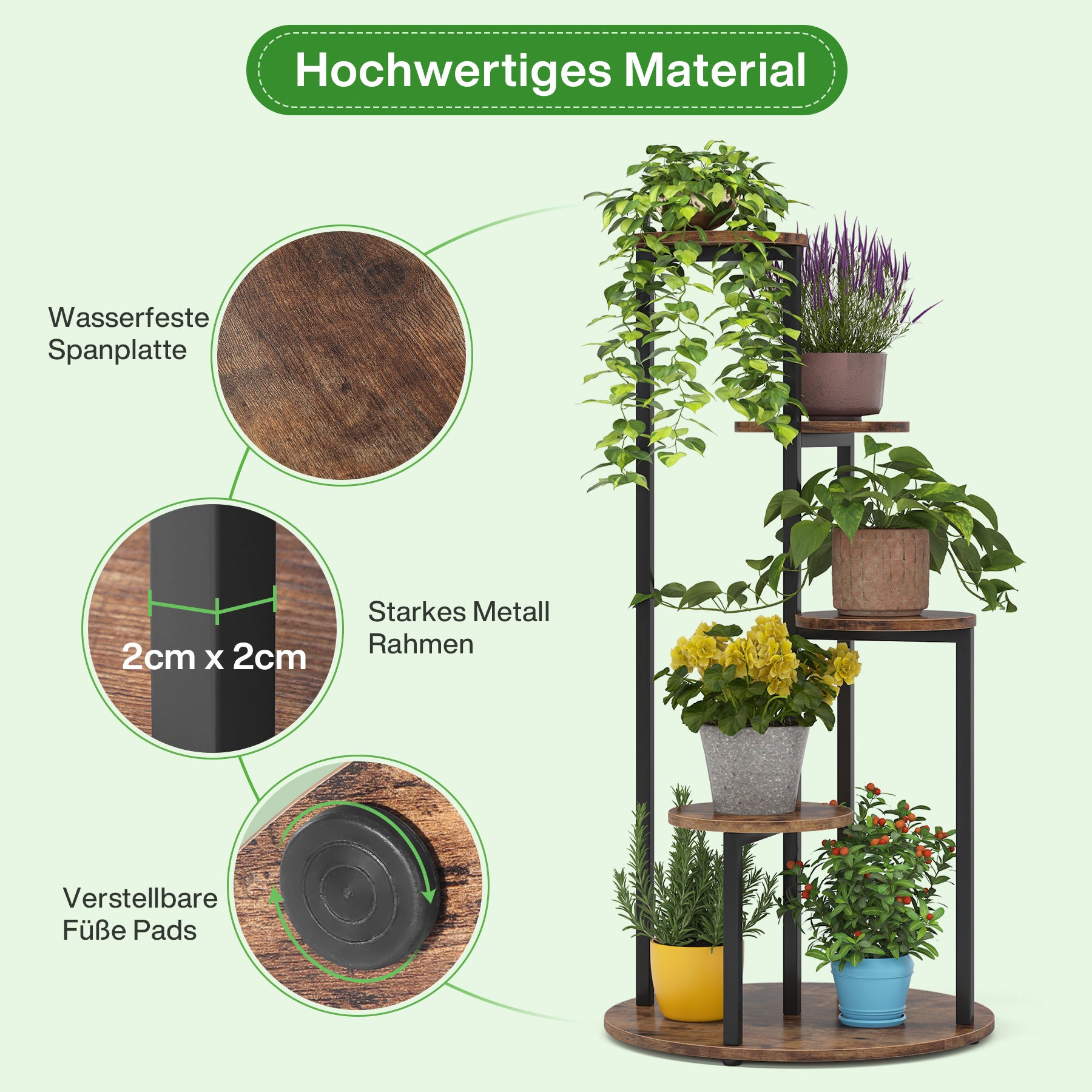 Tribesigns Supporto angolare per piante da interno, Scaffale alto a 4 ripiani