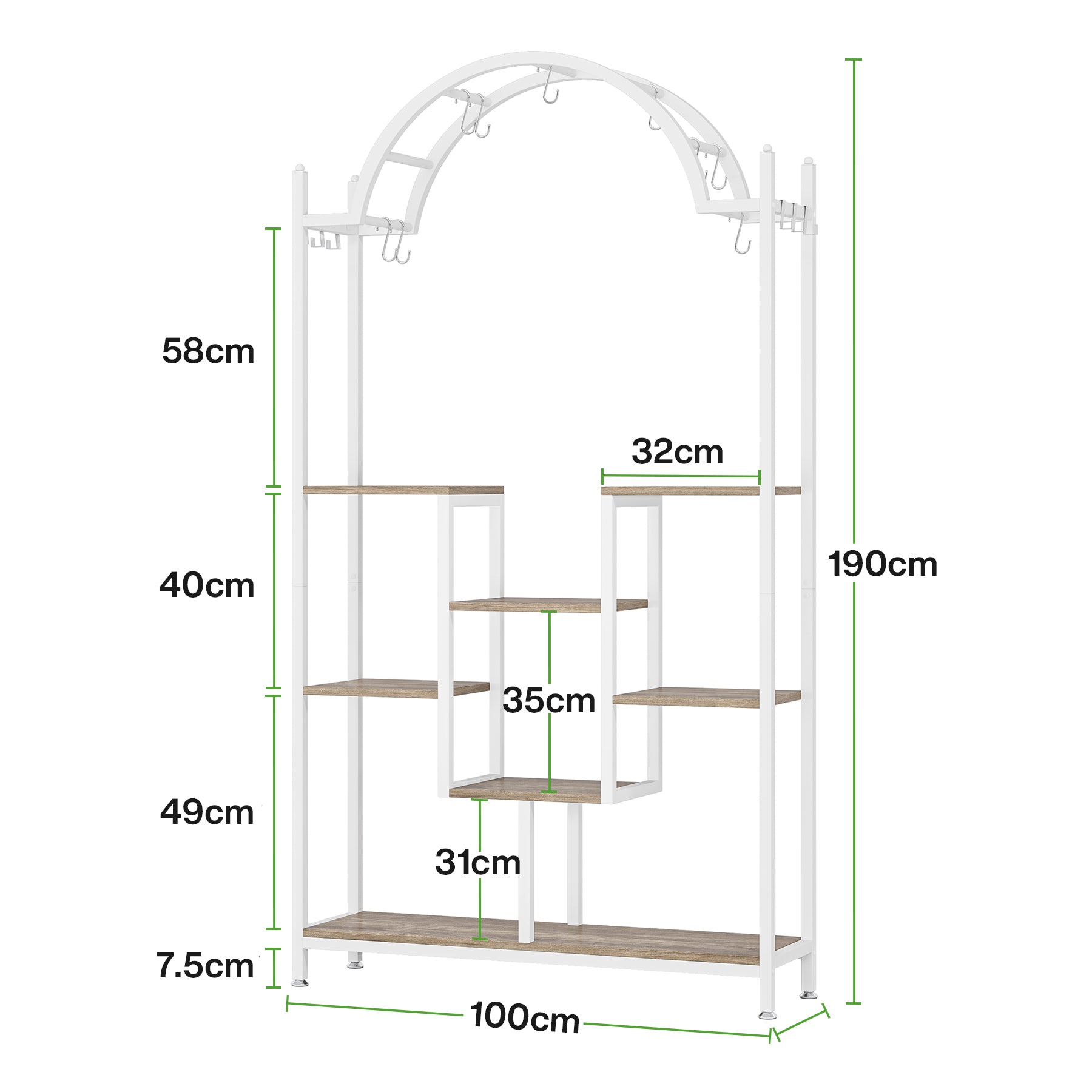 Tribesigns Supporto per piante da interno a 5 livelli, Scaffale per piante in metallo con 8 ganci a S