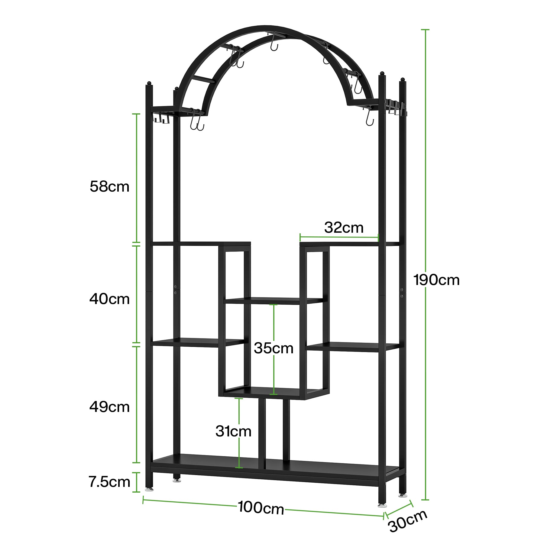 Tribesigns Supporto per piante da interno a 5 livelli, Scaffale per piante in metallo con 8 ganci a S