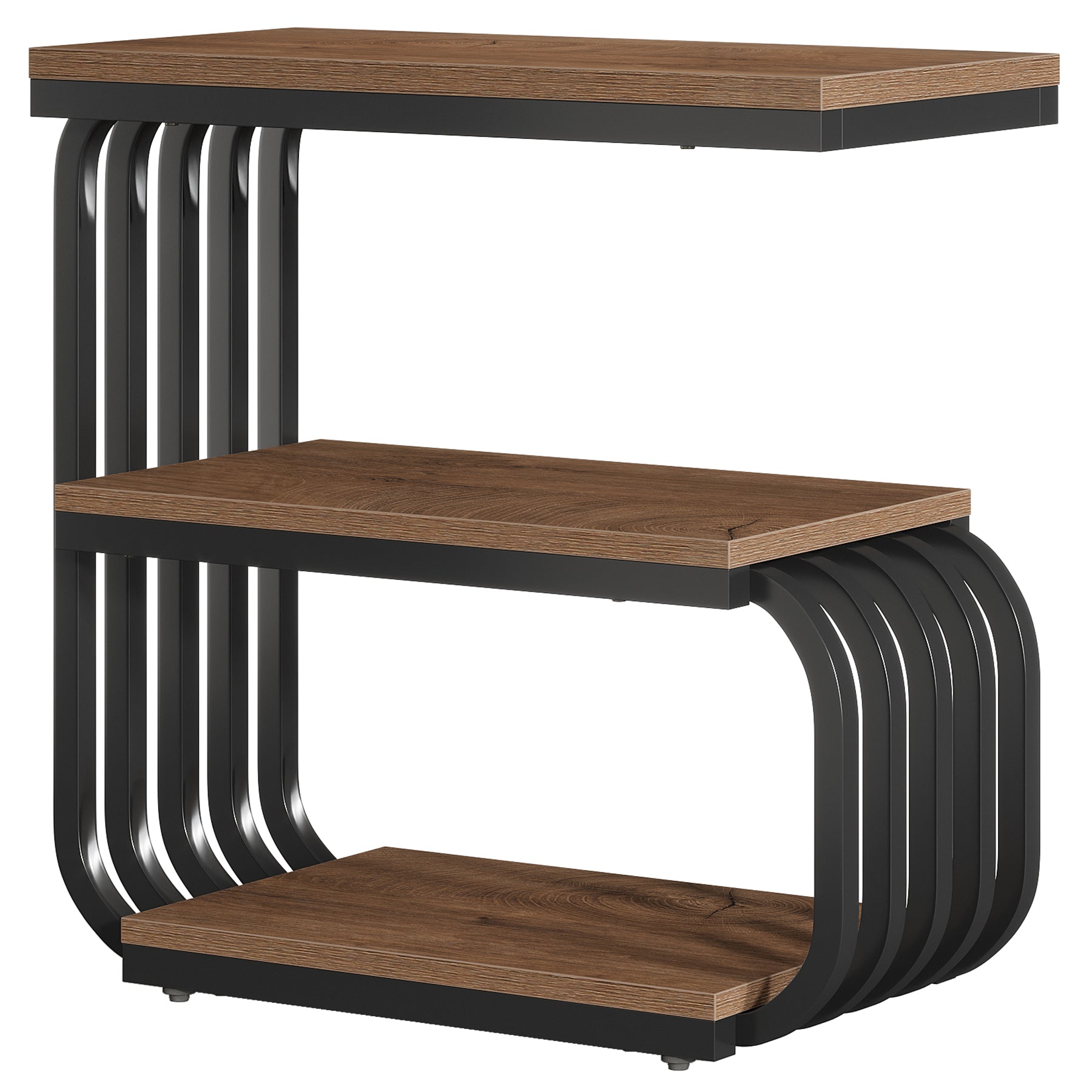 Tribesigns Tavolino a 3 ripiani, robusto tavolino comodini con struttura in metallo