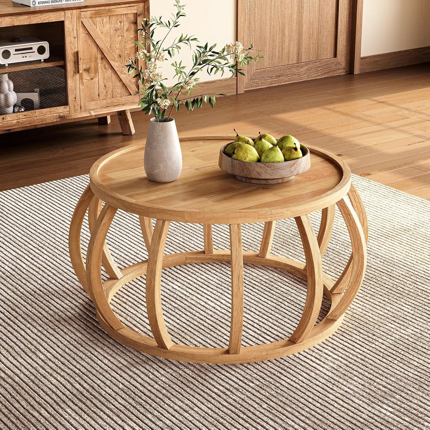 Tribesigns Tavolino da Salotto, Tavolo da Caffè Rotondo da 80 cm con Base Curva