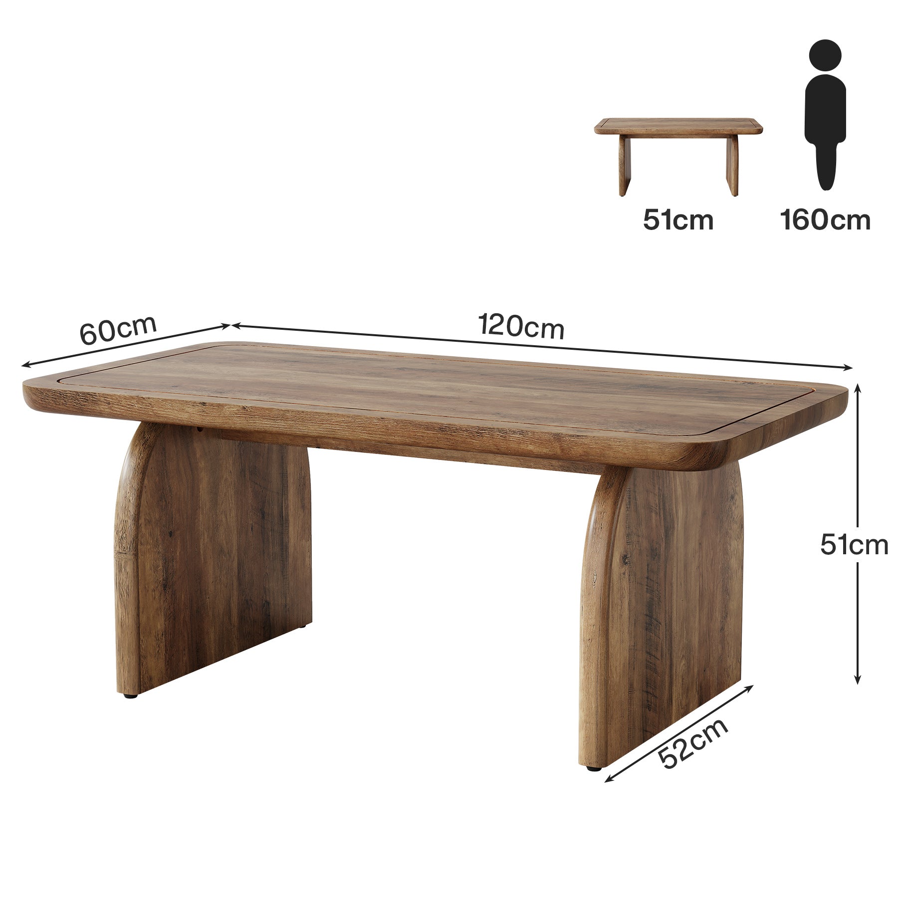 Tribesigns Tavolino da caffè da 120 cm, tavolo da cocktail centrale rettangolare