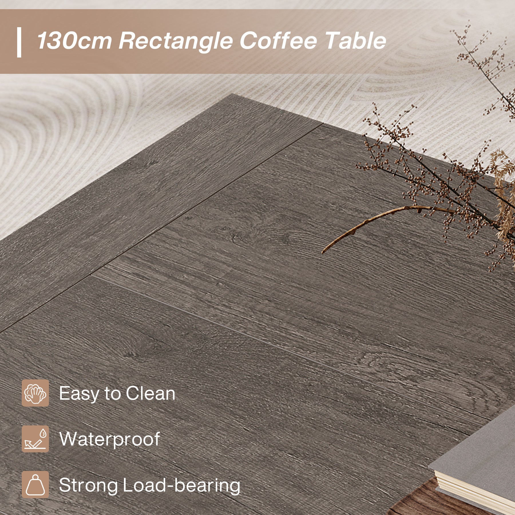 Tribesigns Tavolino da caffè da 130 cm, tavolino da cocktail centrale con base robusta