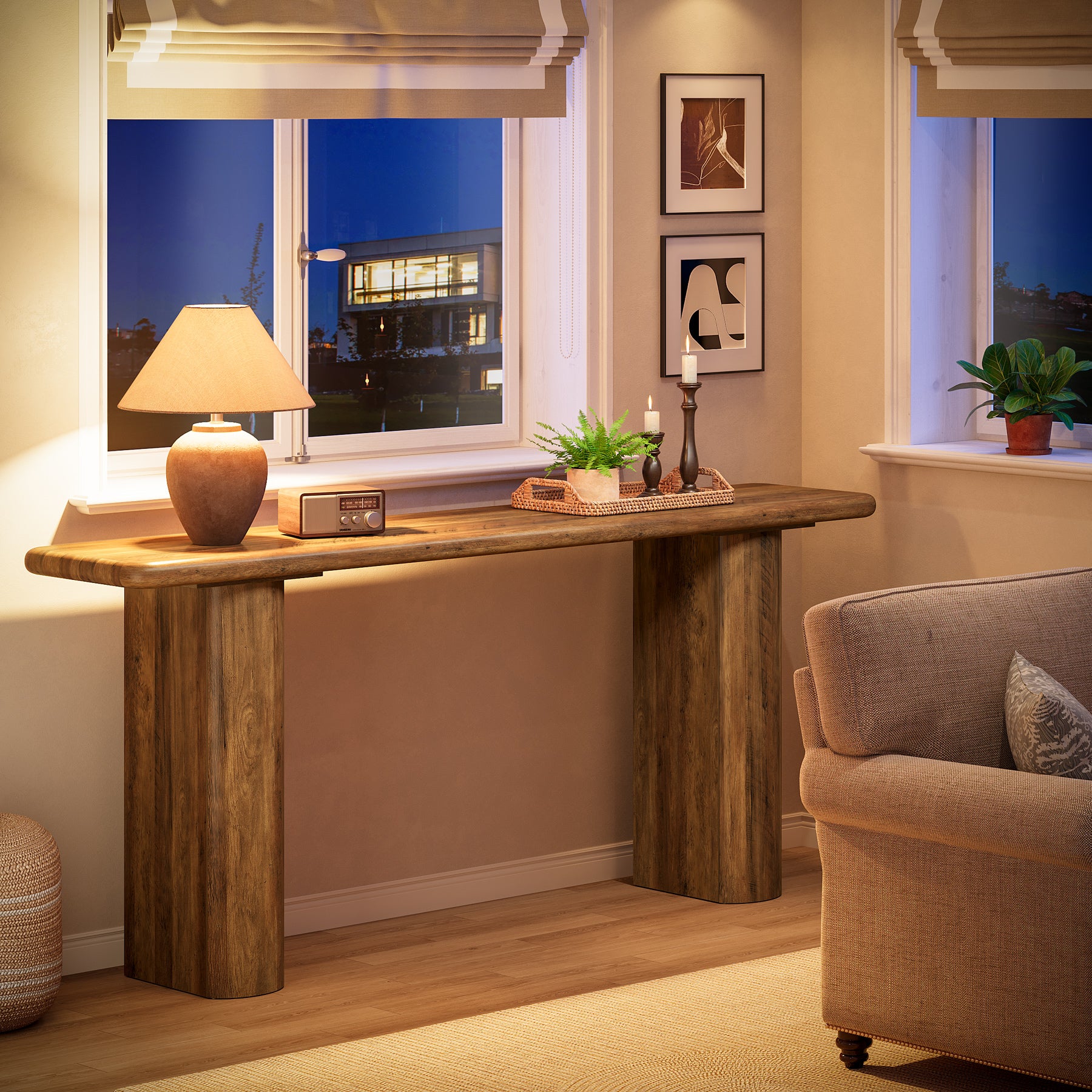 Tribesigns Tavolino da divano da 160 cm, tavolo consolle in stile rustico per soggiorno