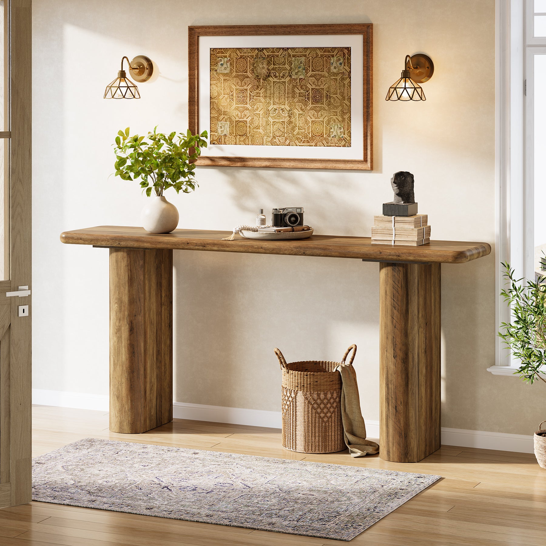 Tribesigns Tavolino da divano da 160 cm, tavolo consolle in stile rustico per soggiorno