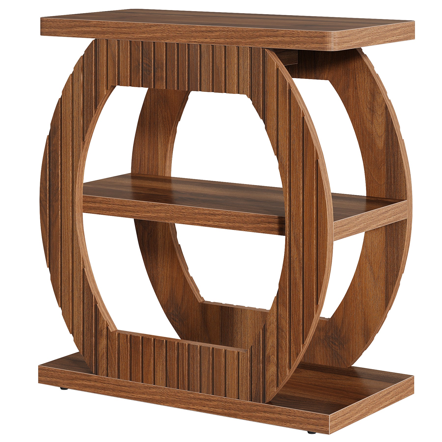 Tribesigns Tavolino laterale da 60 cm, tavolino in legno con 3 ripiani portaoggetti
