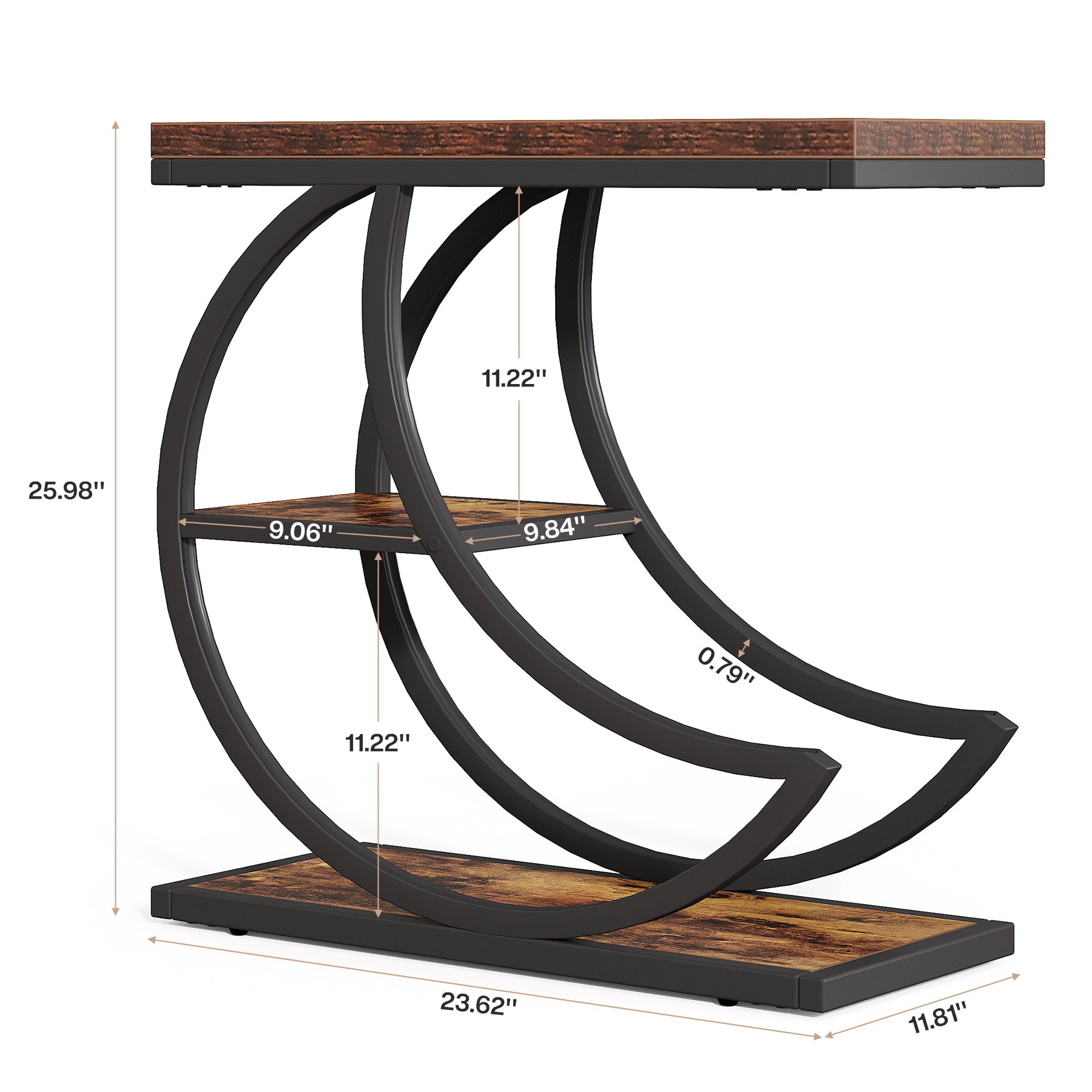 Tribesigns Tavolino piccolo, comodino a forma di luna in stile country