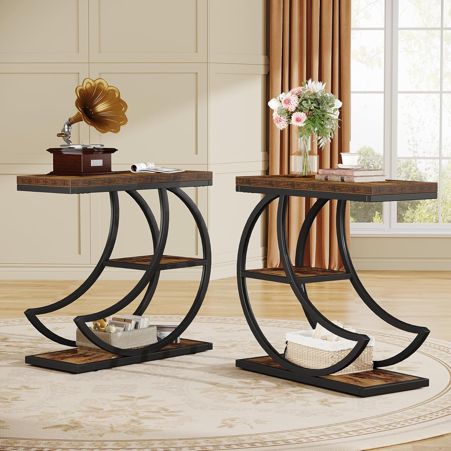 Tribesigns Tavolino piccolo, comodino a forma di luna in stile country