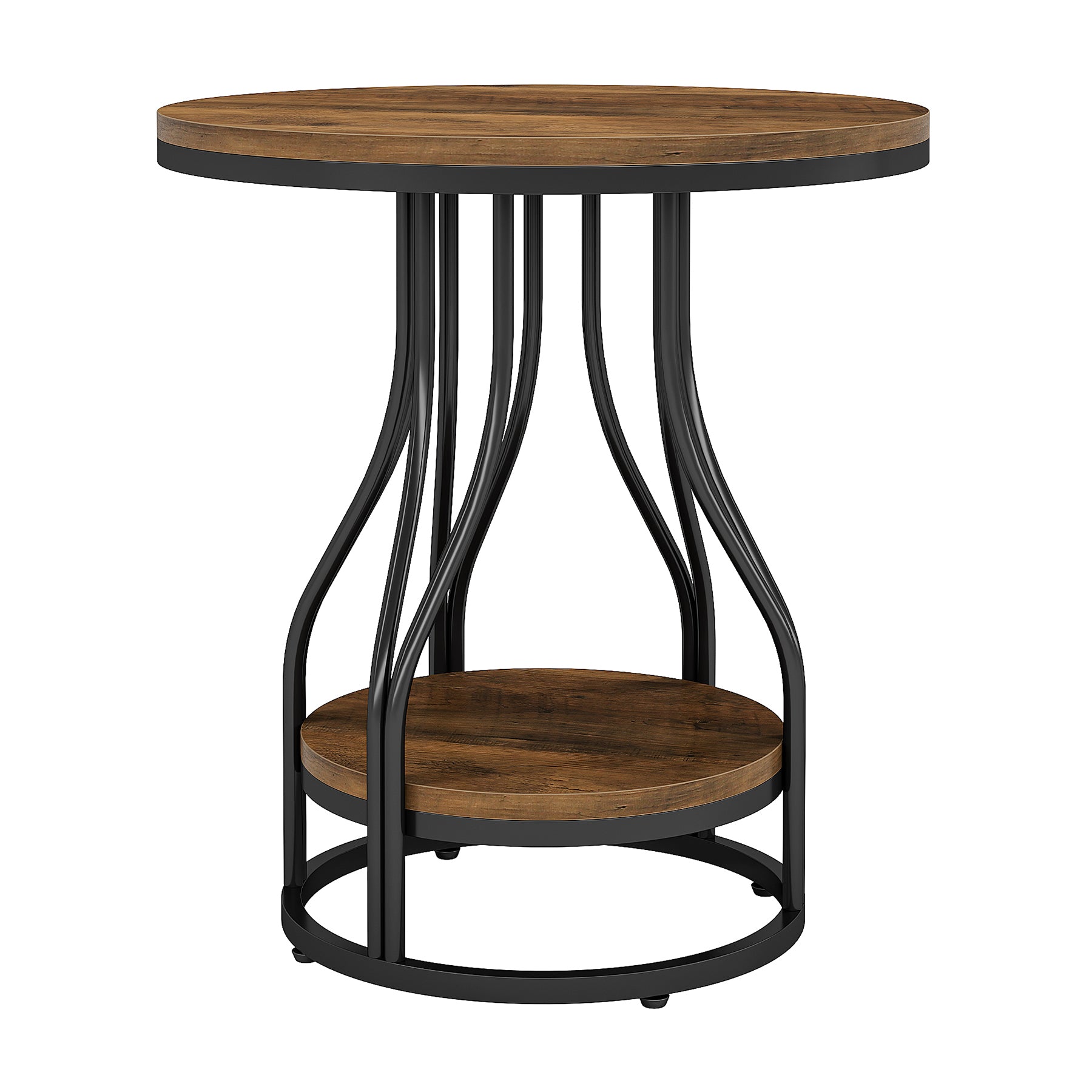 Tribesigns Tavolino rotondo, Tavolino con 2 ripiani Comodino moderno Tavolino piccolo con spazio