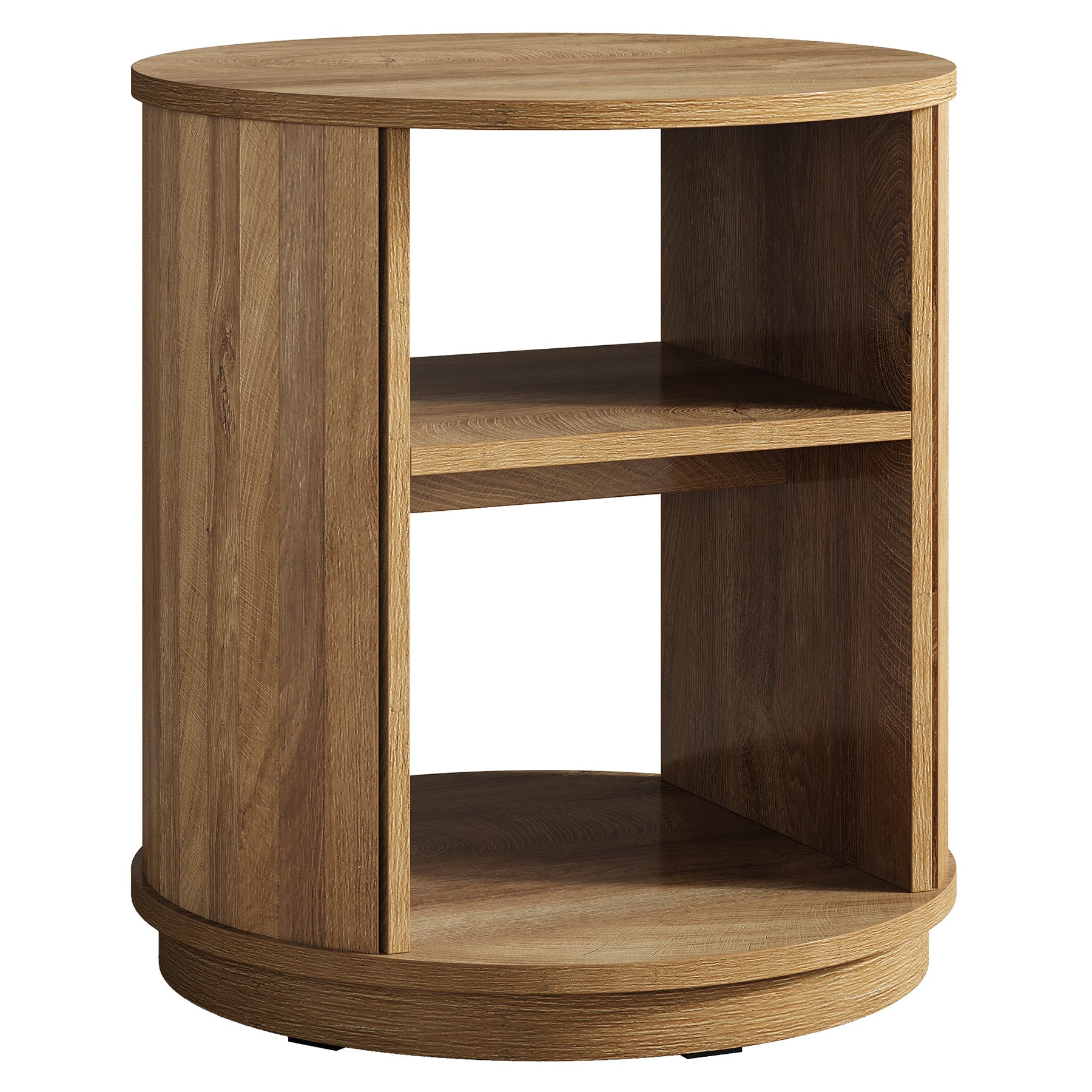 Tribesigns Tavolino rotondo da 60 cm, comodino naturale a 3 ripiani con ripiano