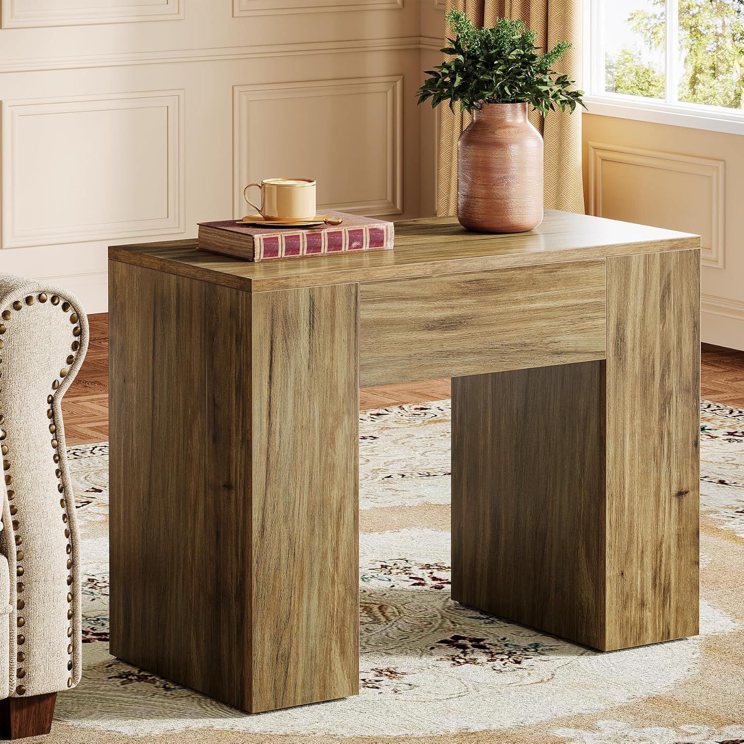 Tribesigns Tavolino, tavolino rustico comodino da 80 cm per soggiorno