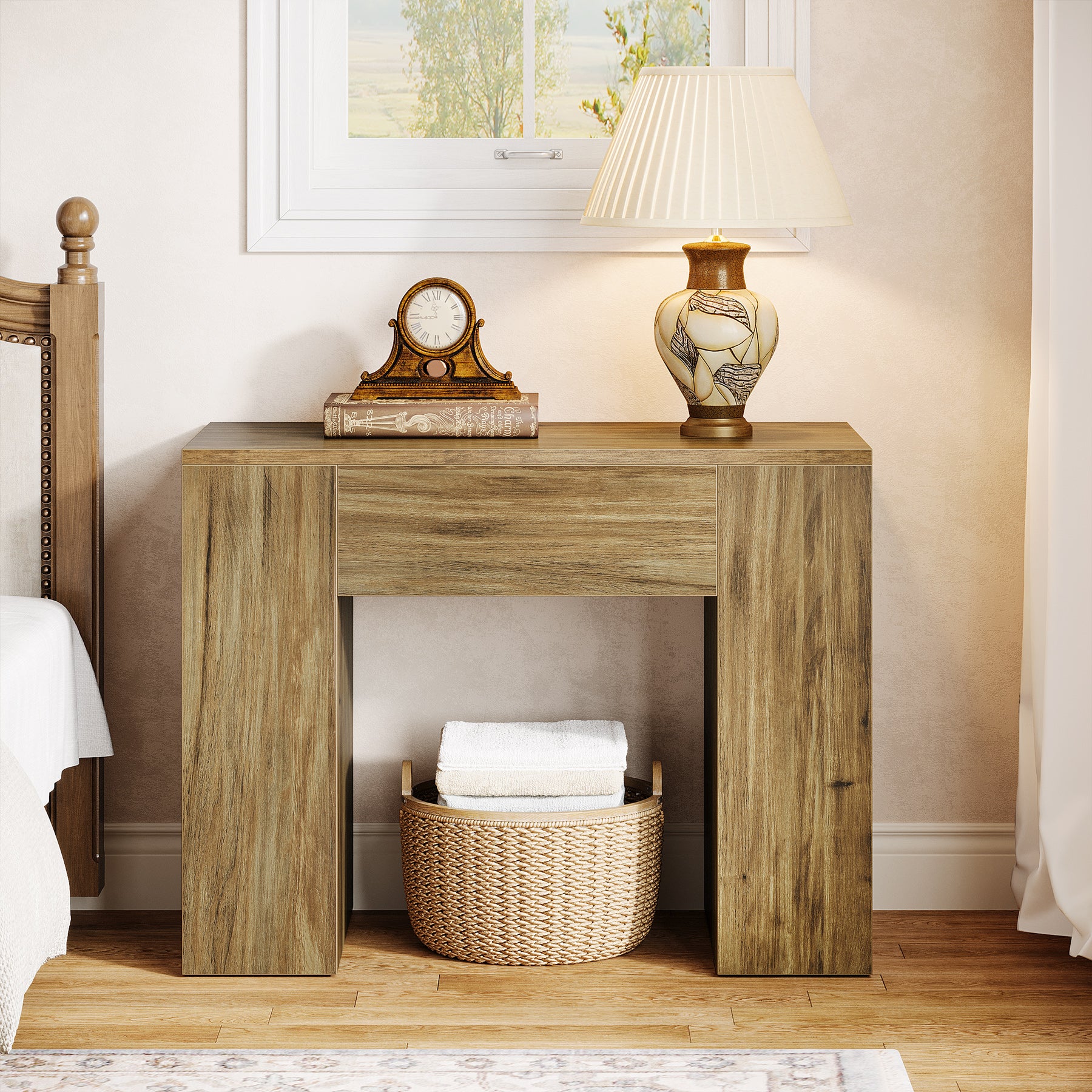 Tribesigns Tavolino, tavolino rustico comodino da 80 cm per soggiorno