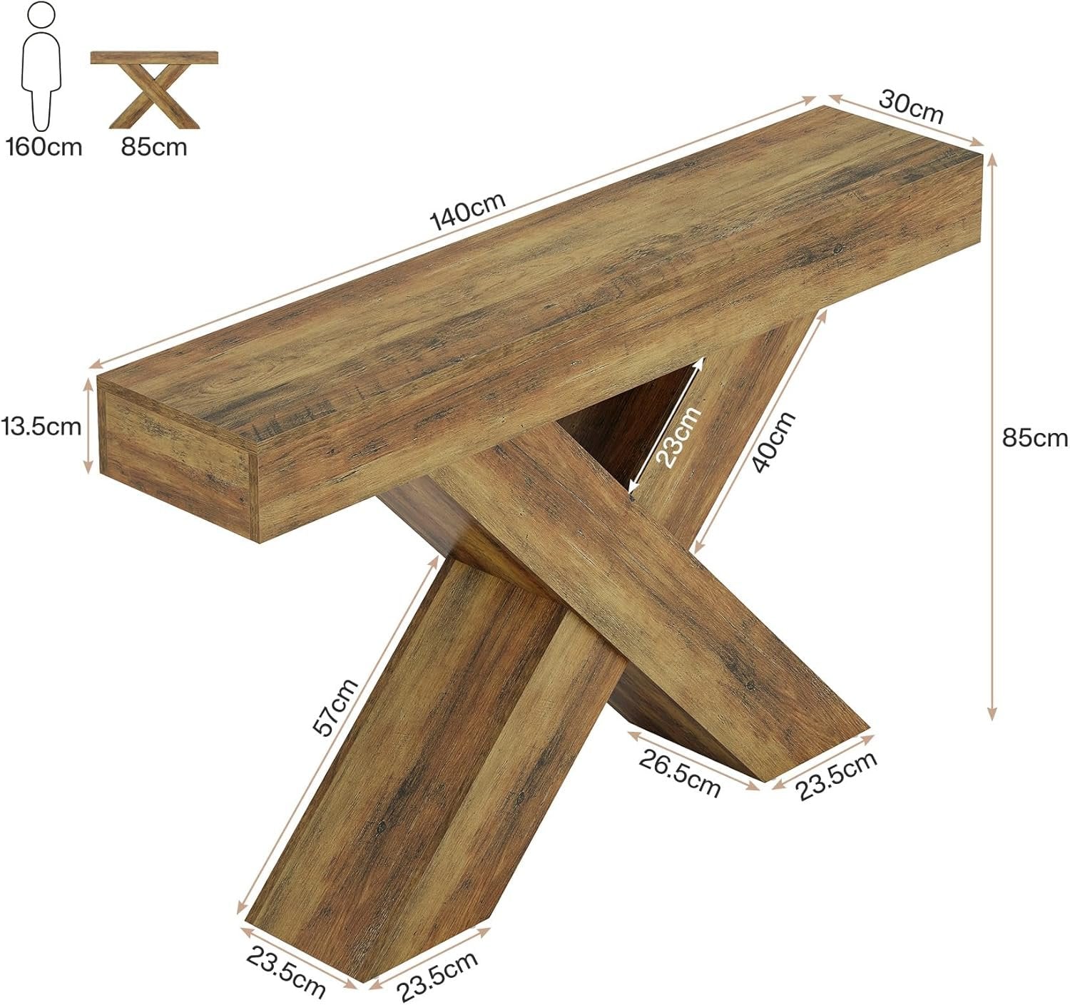 Tribesigns Tavolo Consolle, 140 cm Consolle Ingresso Tavolo da Divano con Design a X