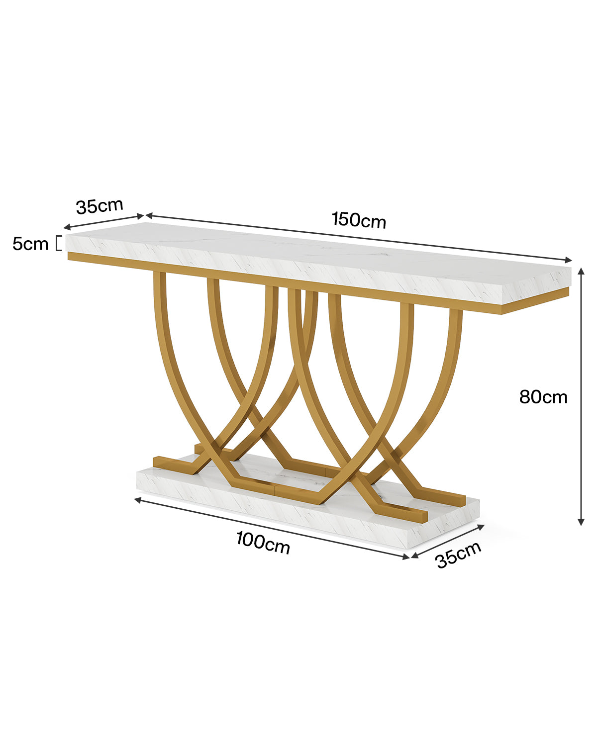 Tribesigns Tavolo Consolle Ingresso, 150cm Tavolo da Corridoio Effetto di Marmo