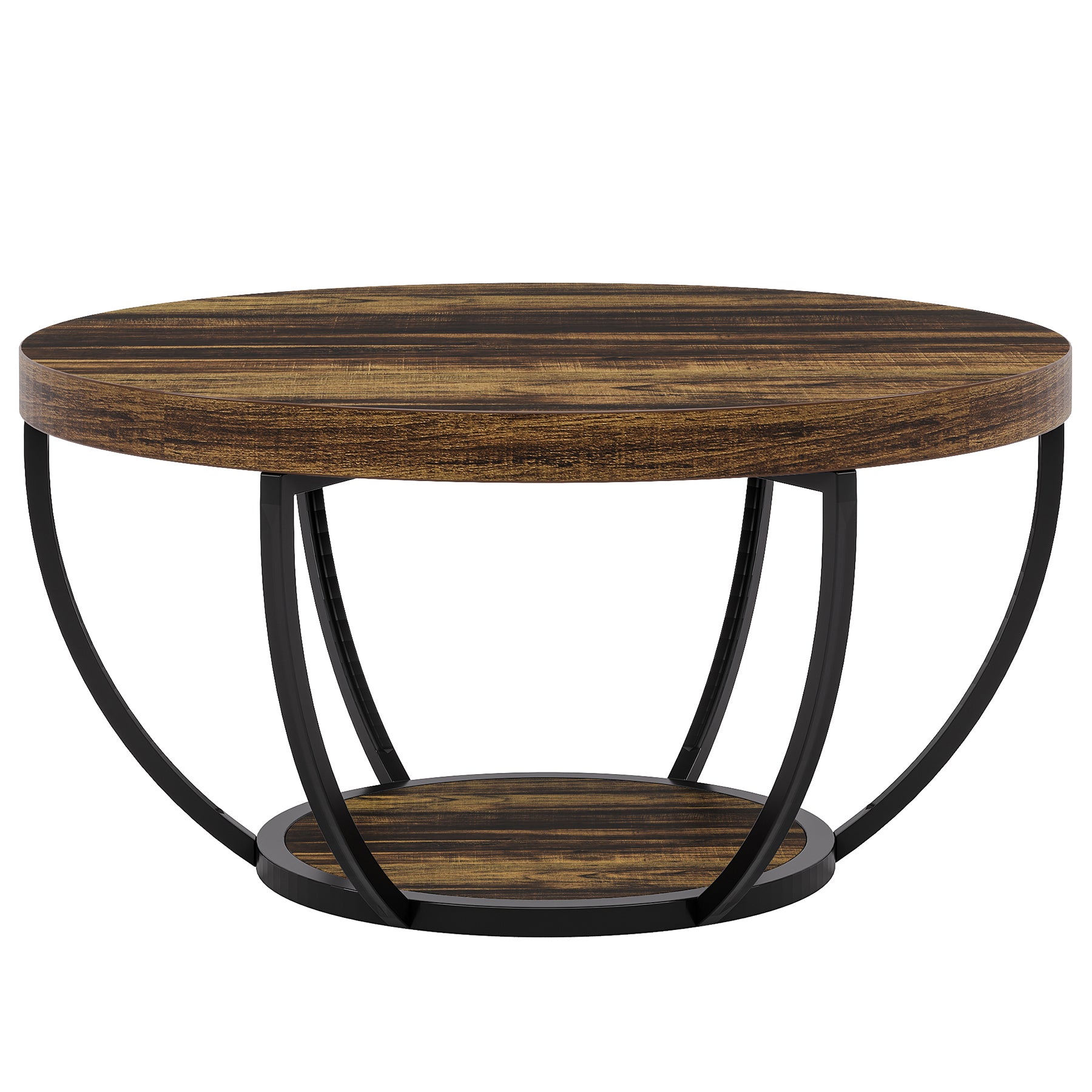 Tribesigns Tavolo Rotondo, Tavolino da Cocktail Moderno Industriale a 2 Livelli con Ripiani