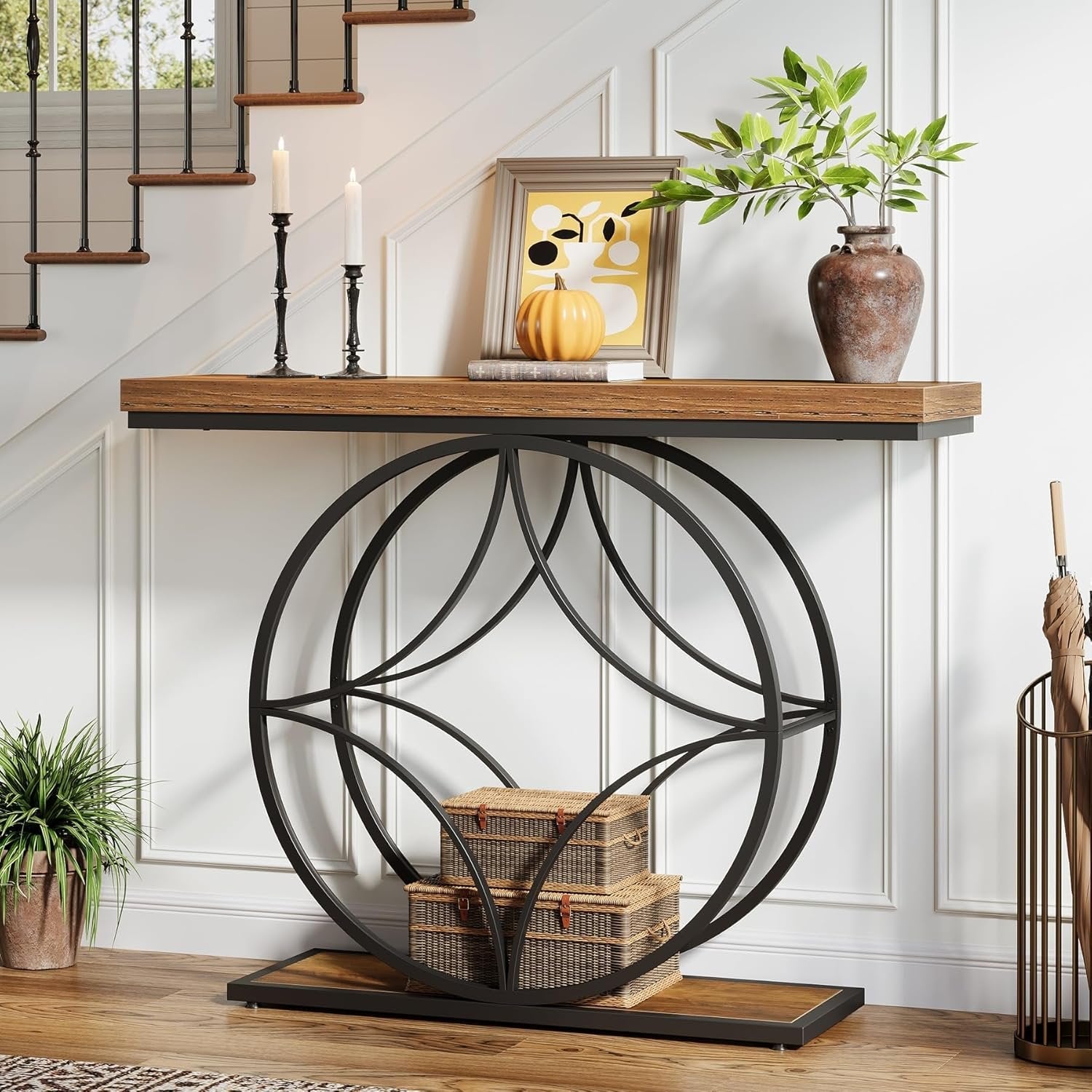 Tribesigns Tavolo consolle, 120 cm tavoli d'ingresso con struttura geometrica