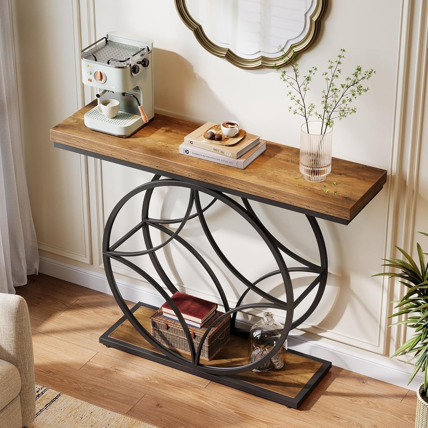 Tribesigns Tavolo consolle, 120 cm tavoli d'ingresso con struttura geometrica