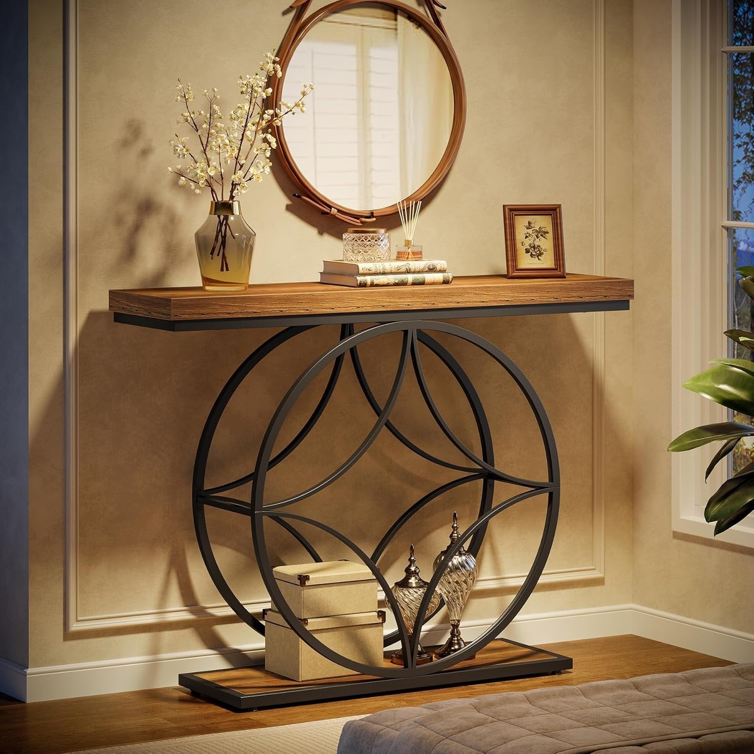 Tribesigns Tavolo consolle, 120 cm tavoli d'ingresso con struttura geometrica