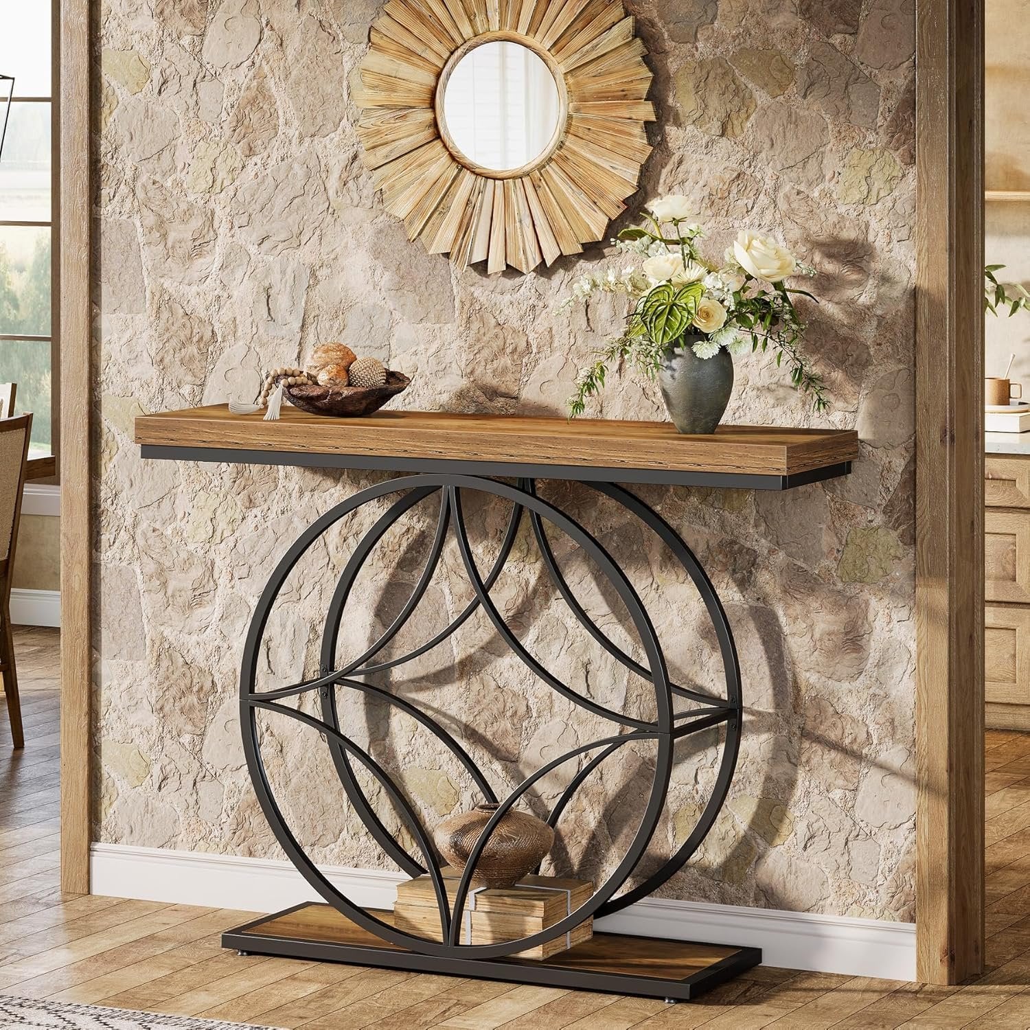 Tribesigns Tavolo consolle, 120 cm tavoli d'ingresso con struttura geometrica