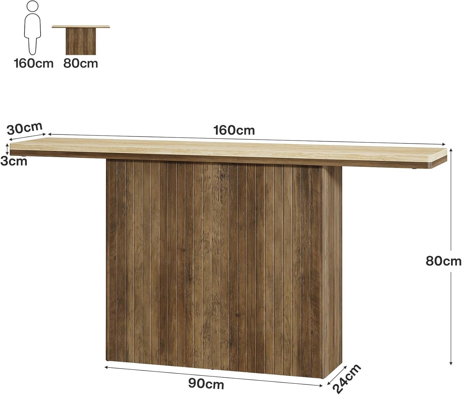 Tribesigns Tavolo consolle da 160 cm, tavolino scanalato in stile rustico per ingresso
