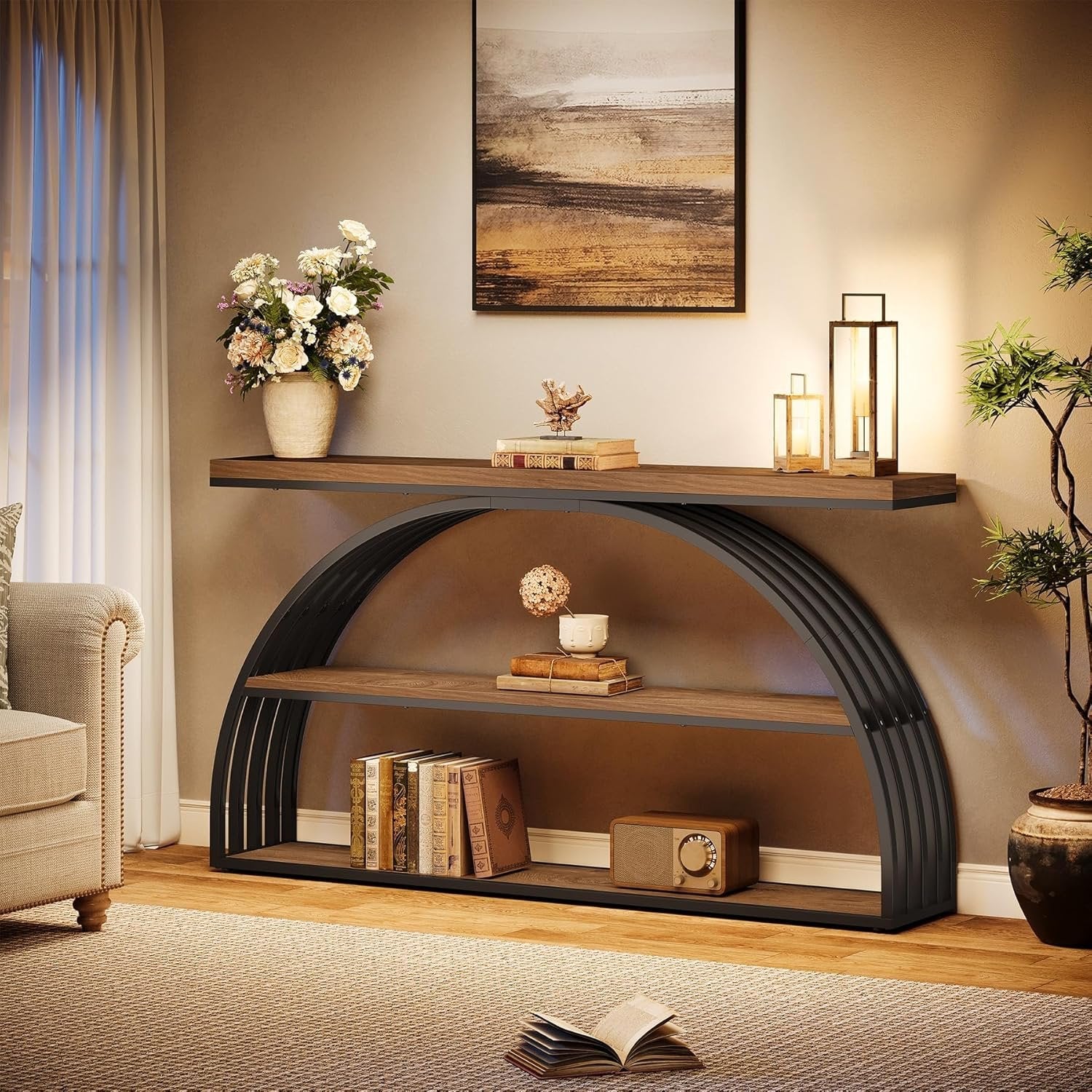 Tribesigns Tavolo consolle da 160 cm, tavolo da divano con Telaio Arcuato per Ingresso