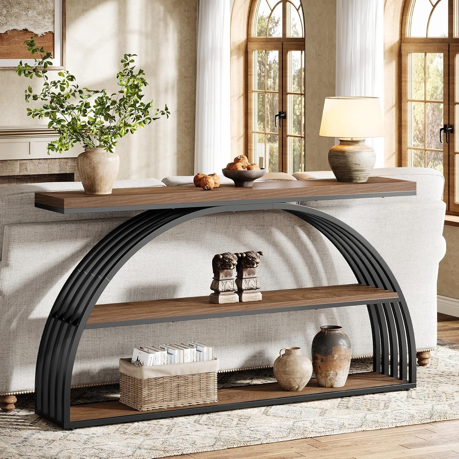 Tribesigns Tavolo consolle da 160 cm, tavolo da divano con Telaio Arcuato per Ingresso