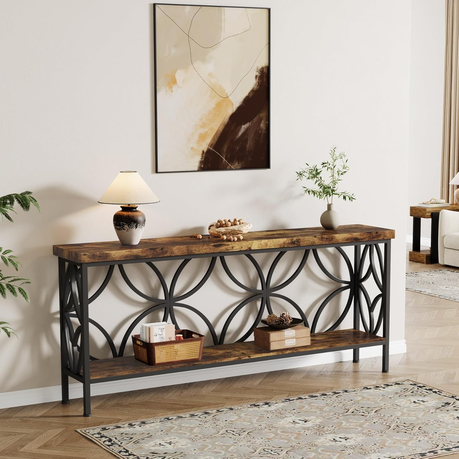 Tribesigns Tavolo consolle da 160 cm, tavolo da ingresso con ripiano portaoggetti