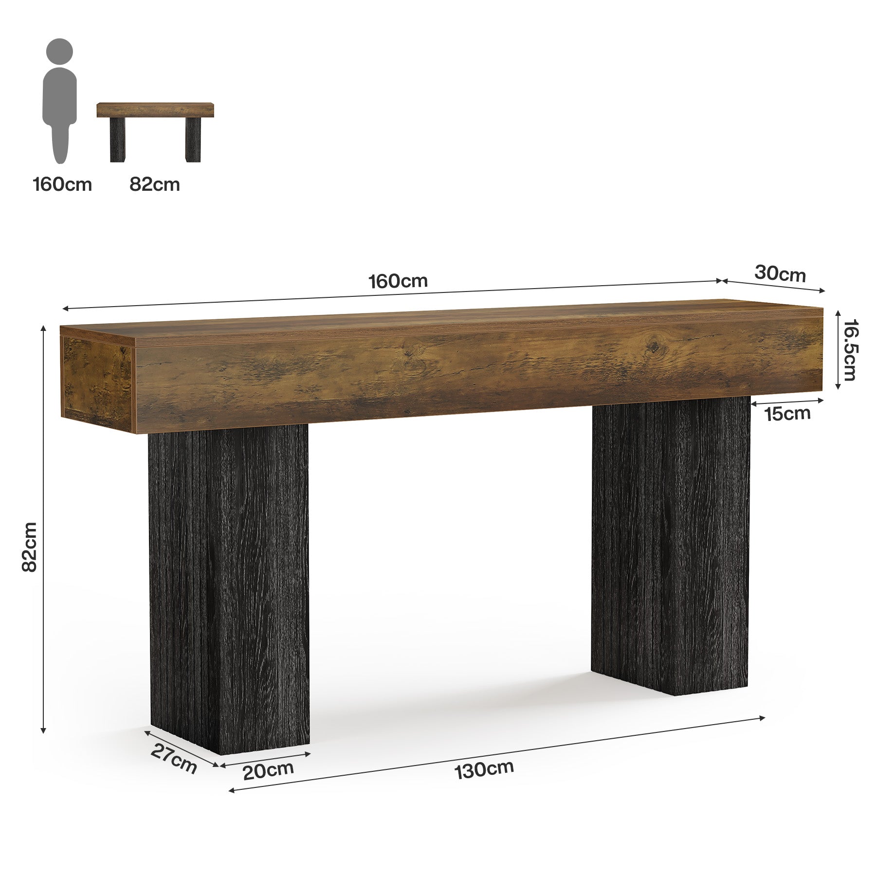 Tribesigns Tavolo consolle lungo 160 cm, tavolino da divano dietro il divano tavolo da ingresso