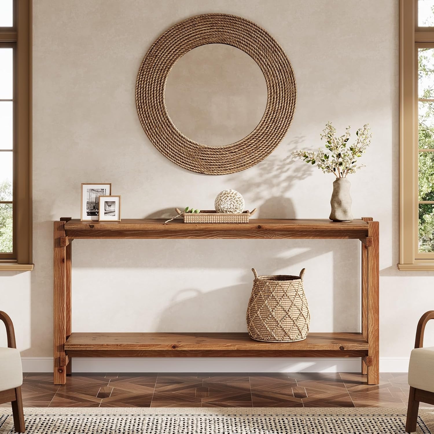 Tribesigns Tavolo consolle lungo 160 cm, tavolo d'ingresso a 2 piani con vano portaoggetti