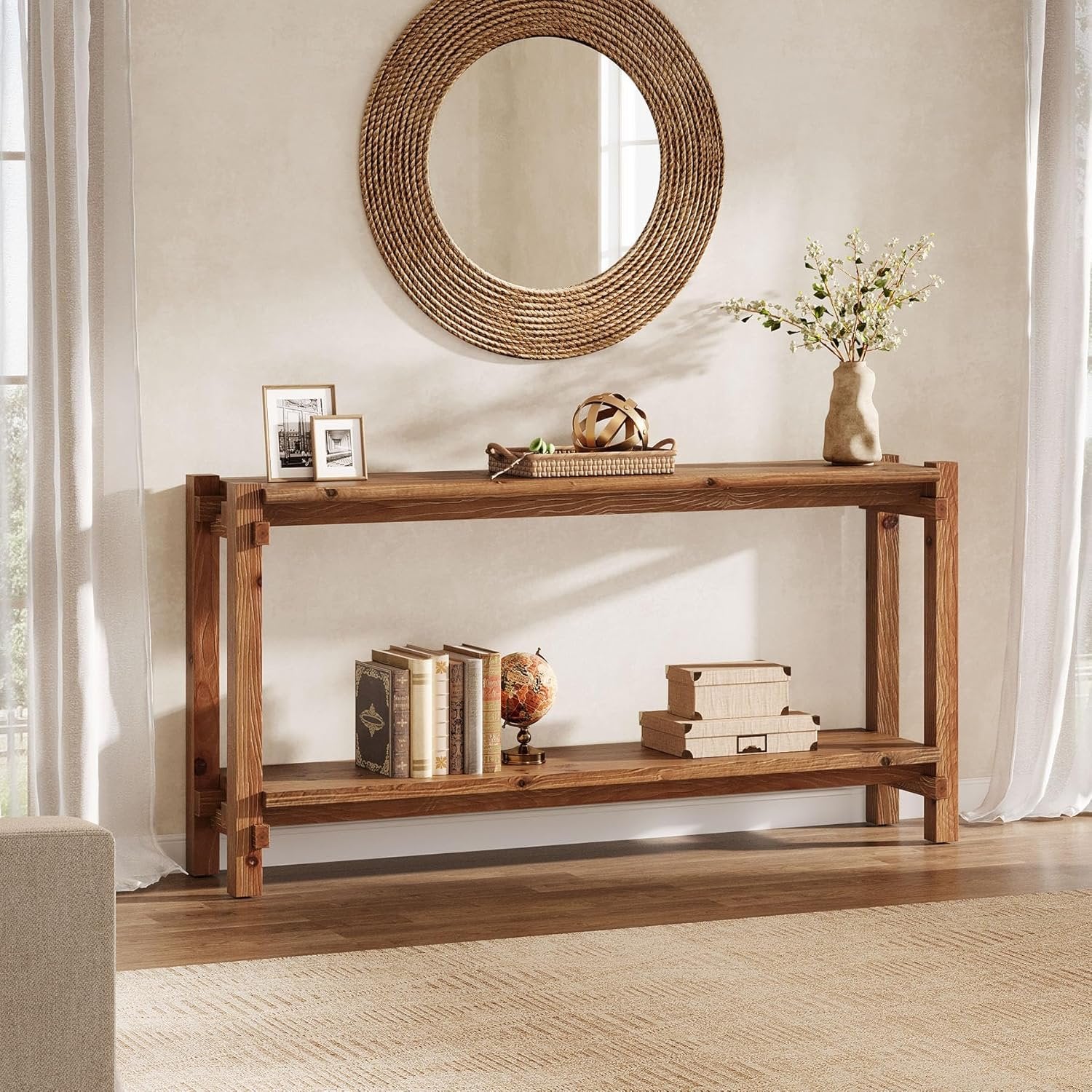 Tribesigns Tavolo consolle lungo 160 cm, tavolo d'ingresso a 2 piani con vano portaoggetti