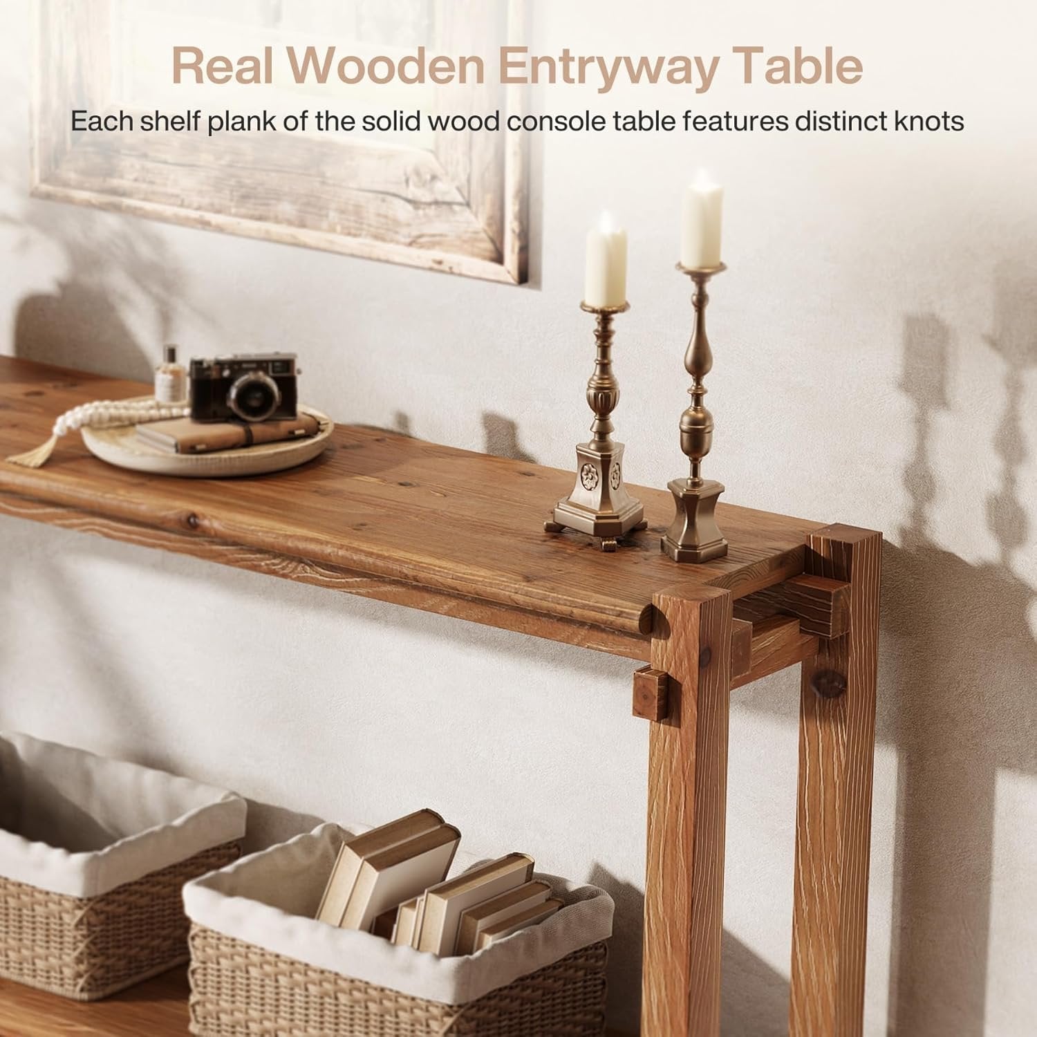 Tribesigns Tavolo consolle lungo 160 cm, tavolo d'ingresso a 2 piani con vano portaoggetti