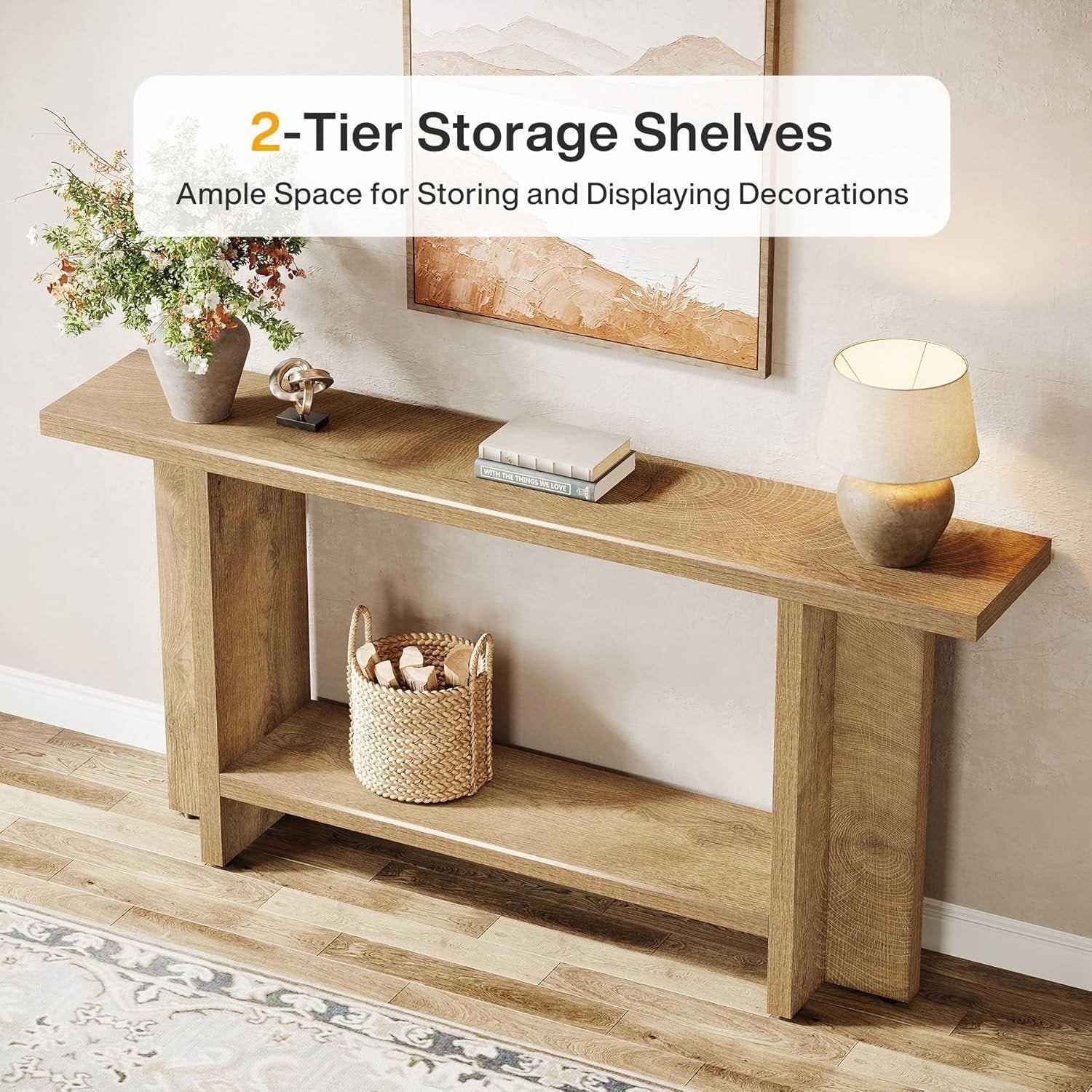 Tribesigns Tavolo consolle, tavolino da corridoio sottile da 150 cm con ripiano