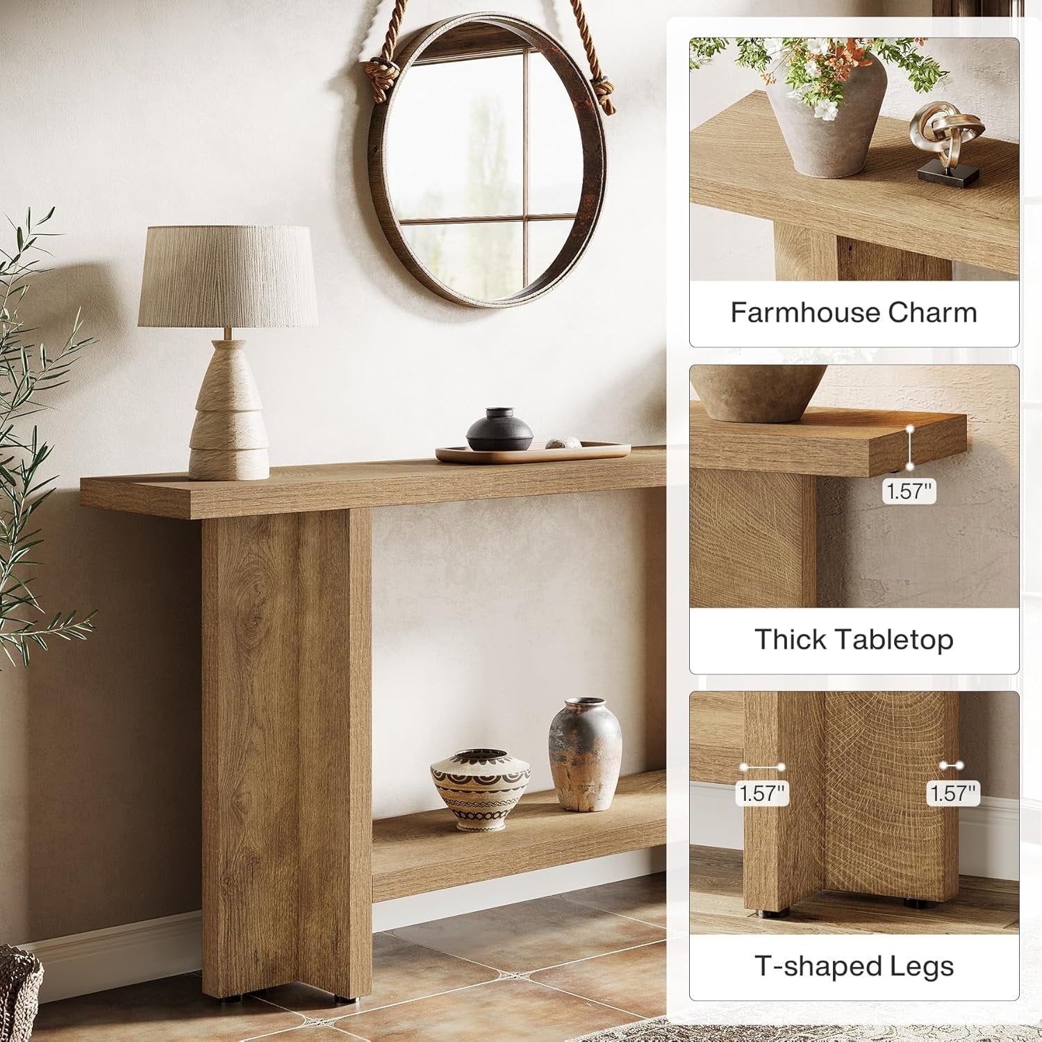 Tribesigns Tavolo consolle, tavolino da corridoio sottile da 150 cm con ripiano