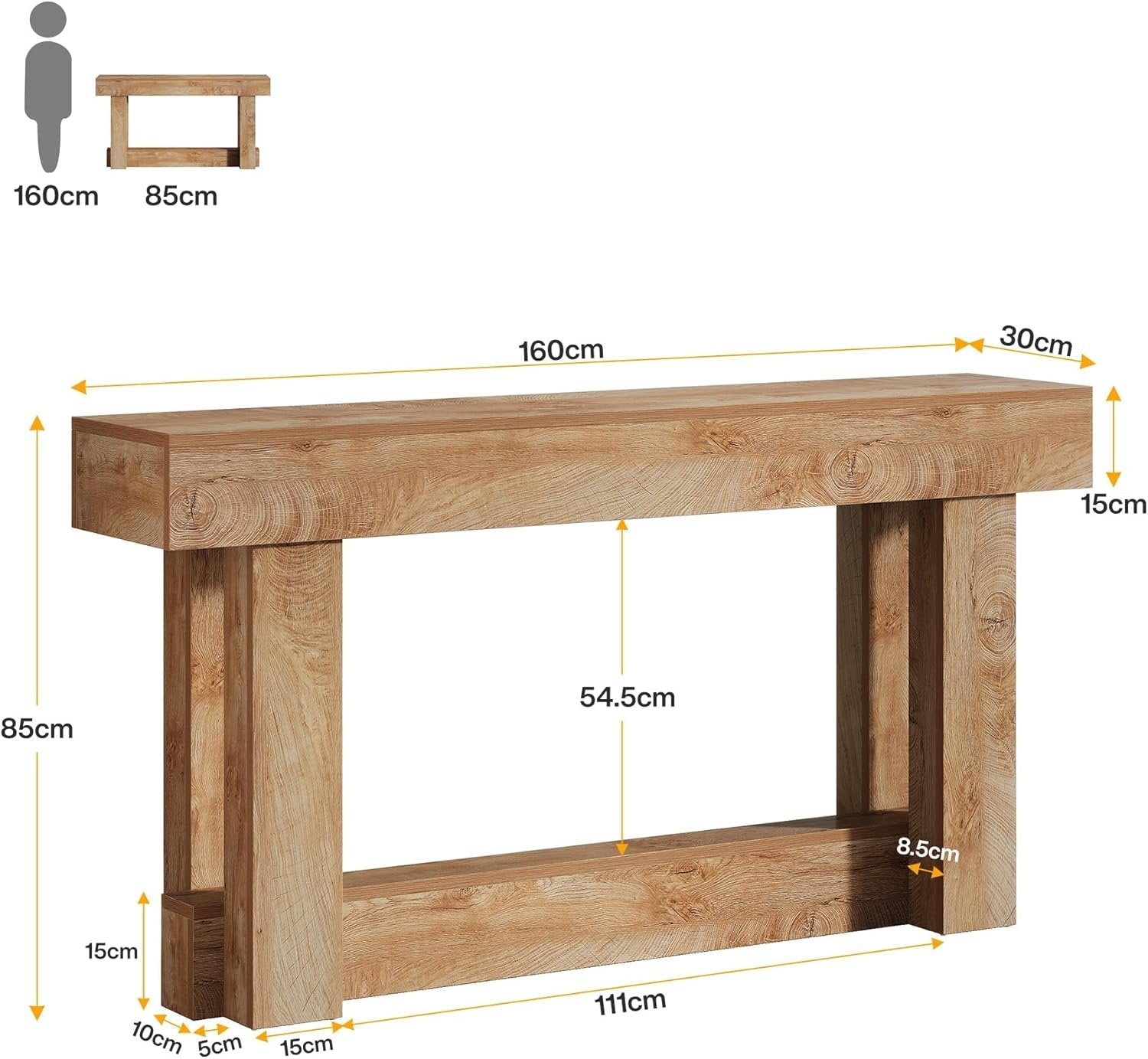 Tribesigns Tavolo consolle, tavolo da ingresso da 160 cm con gambe robuste
