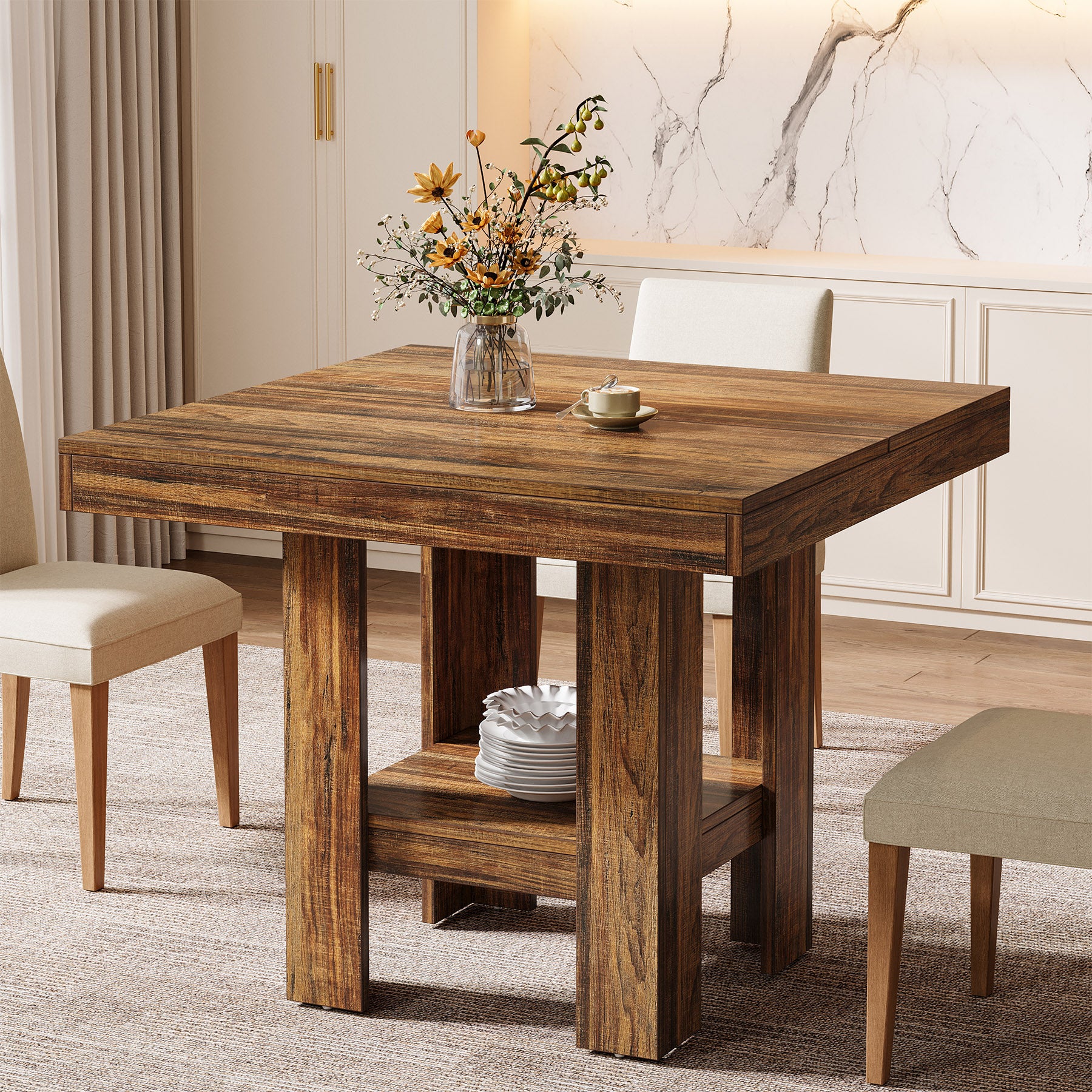 Tribesigns Tavolo da Pranzo, 80 cm Tavolo da Cucina per 2 Persone