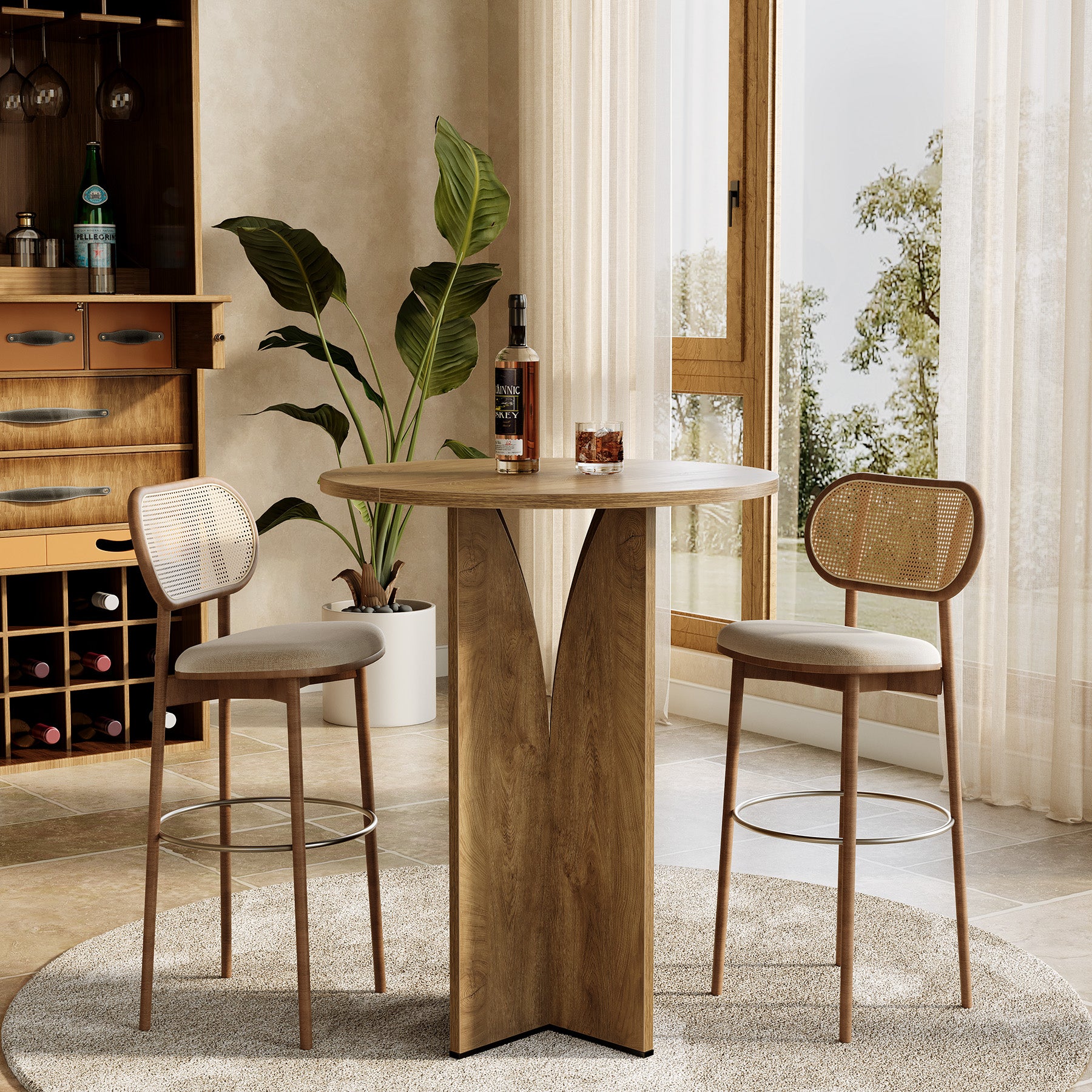 Tribesigns Tavolo da bar da 80 cm, tavolo da pub rotondo per bistrò