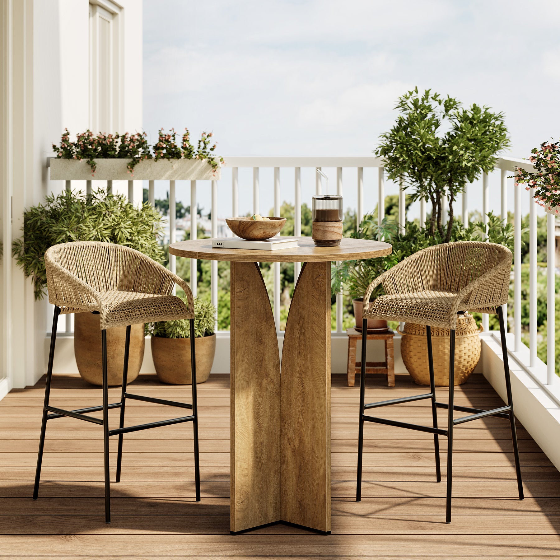 Tribesigns Tavolo da bar da 80 cm, tavolo da pub rotondo per bistrò