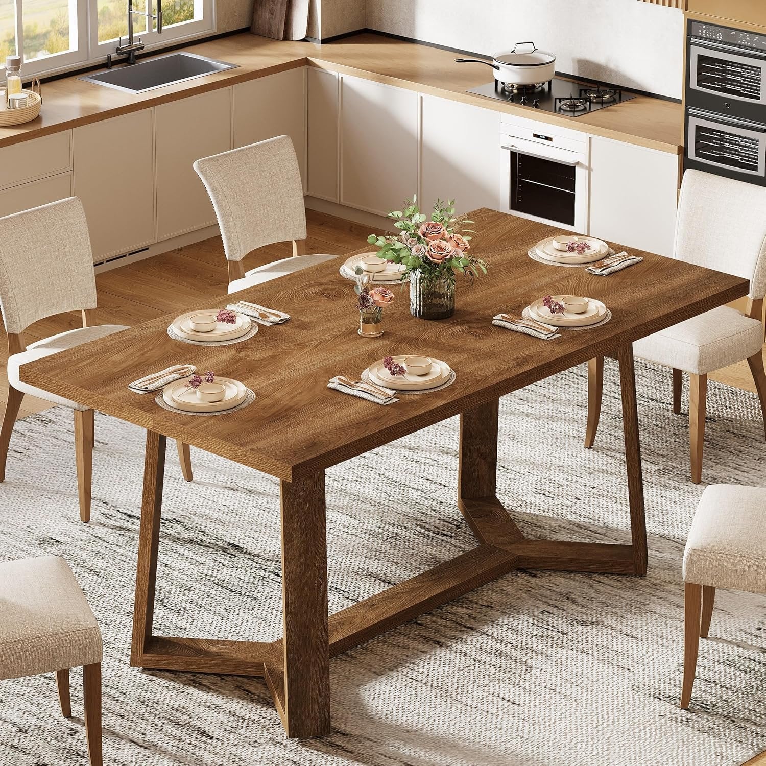Tribesigns Tavolo da pranzo 120 cm, moderno tavolo da cusina rettangolare per 4-6 persone