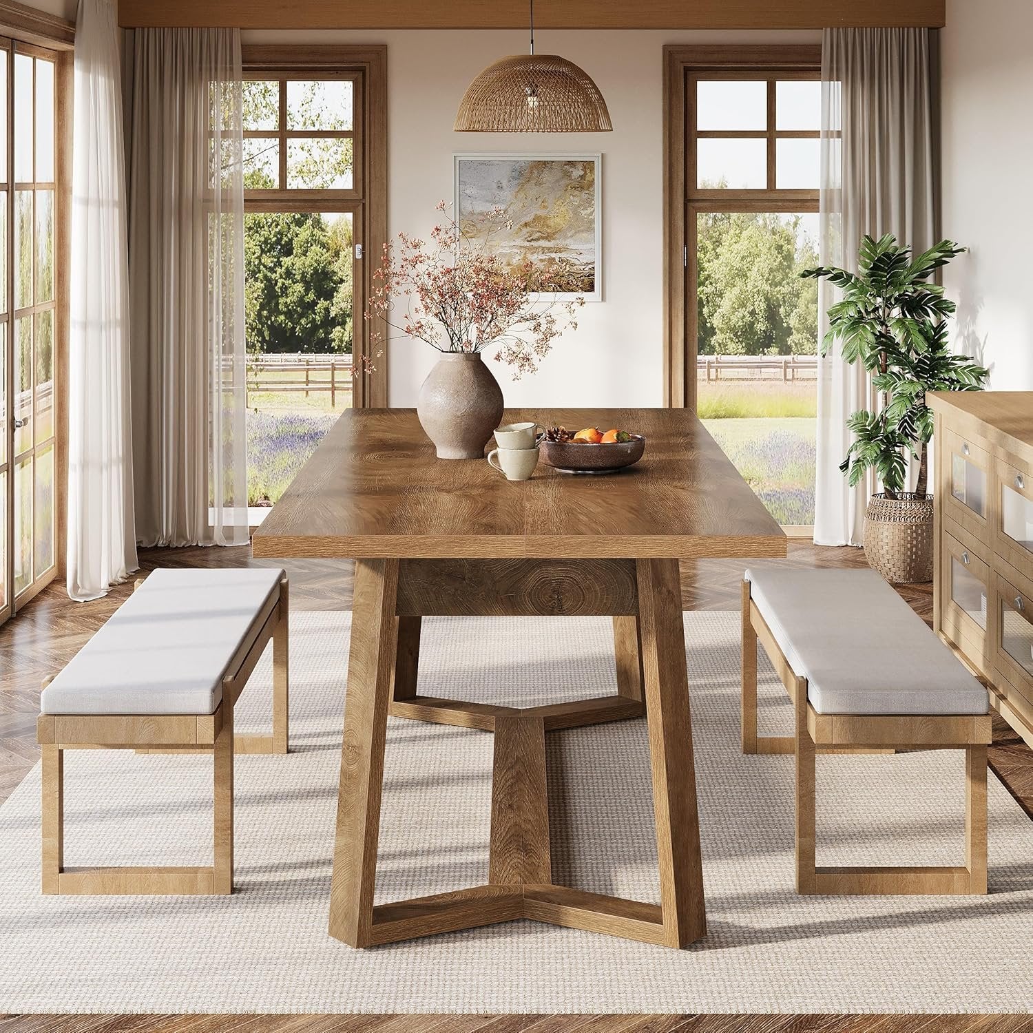 Tribesigns Tavolo da pranzo 120 cm, moderno tavolo da cusina rettangolare per 4-6 persone