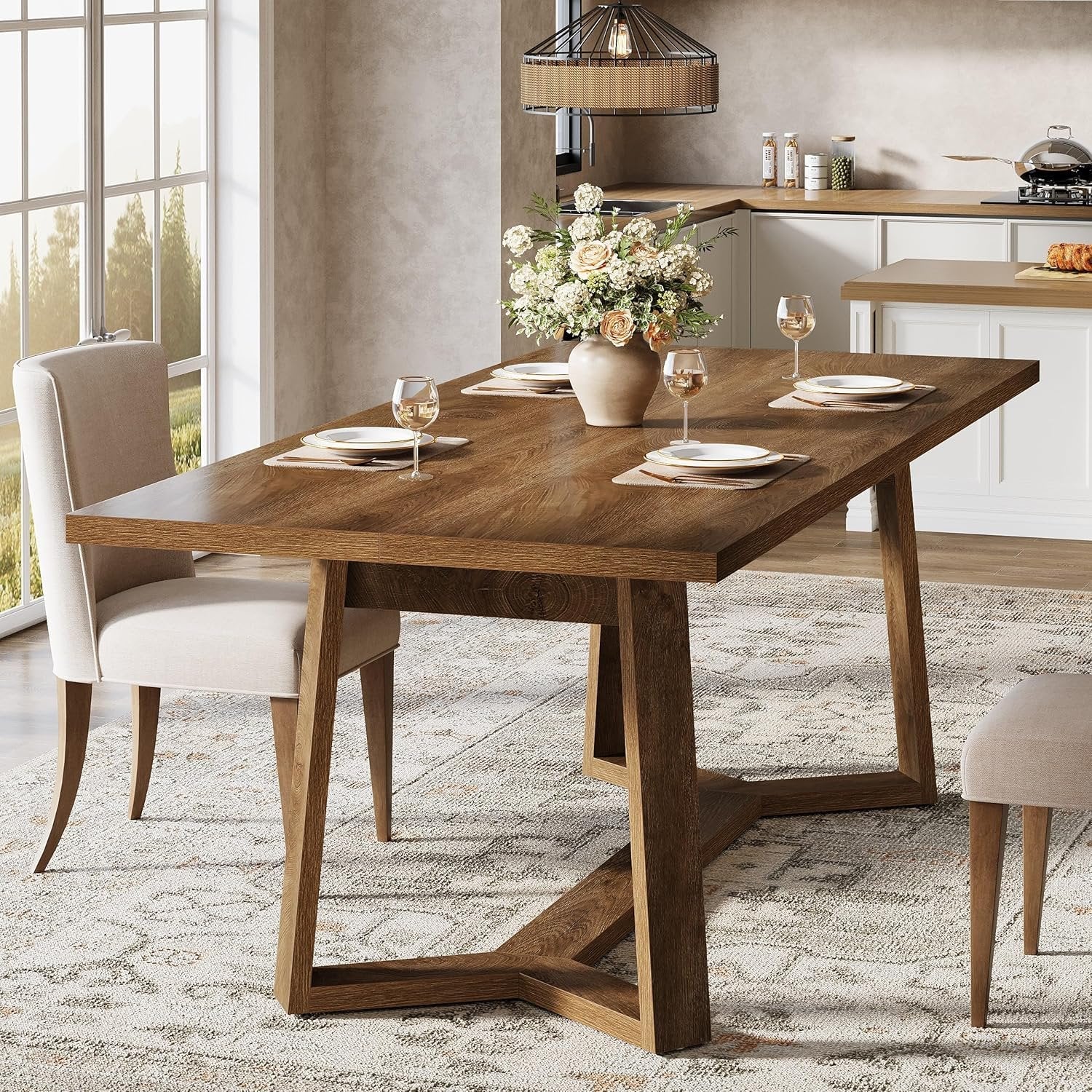 Tribesigns Tavolo da pranzo 120 cm, moderno tavolo da cusina rettangolare per 4-6 persone