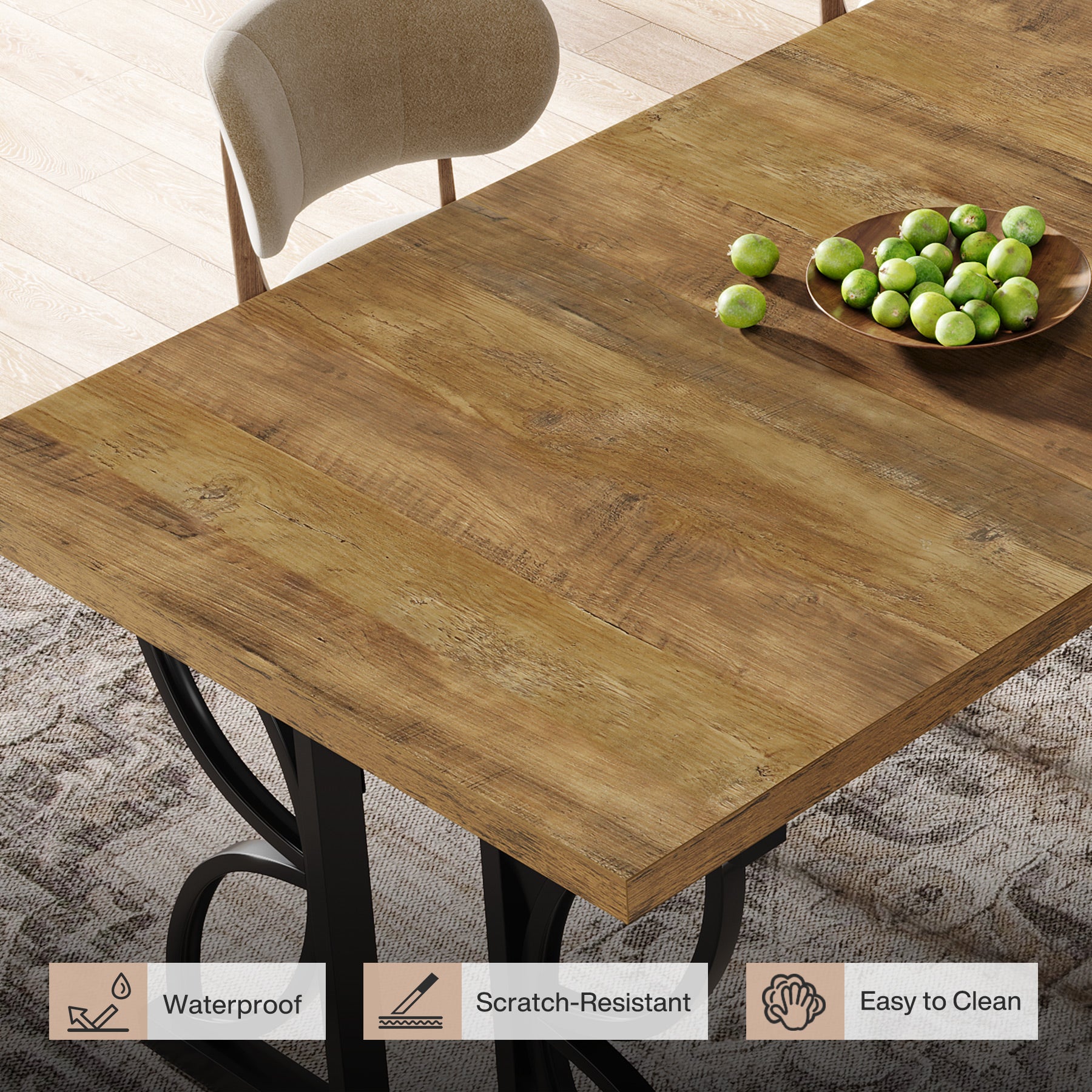 Tribesigns Tavolo da pranzo, 180 cm tavolo da cucina per 6-8 persone