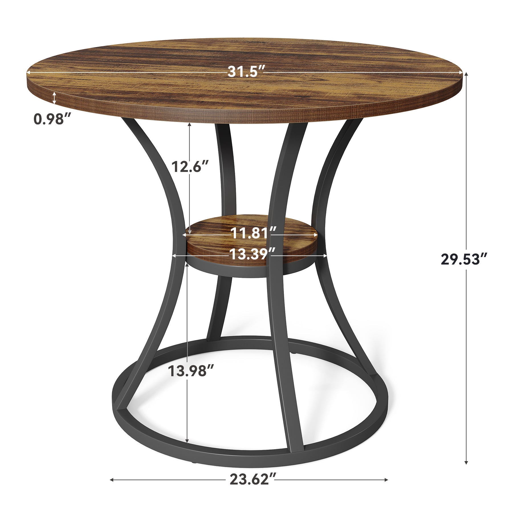 Tribesigns Tavolo da pranzo, 80 cm Tavolo da cusina rotondo per 2-4 persone
