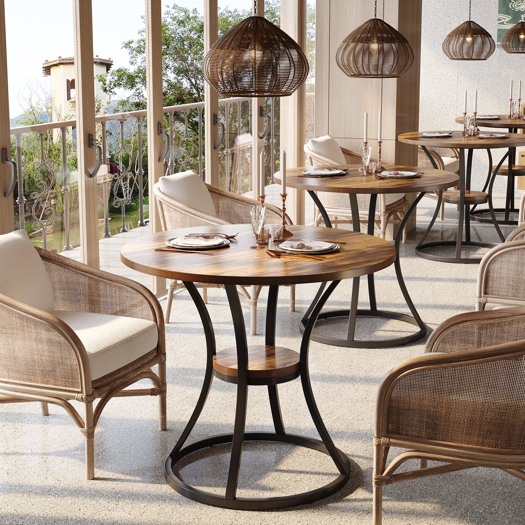 Tribesigns Tavolo da pranzo, 80 cm Tavolo da cusina rotondo per 2-4 persone